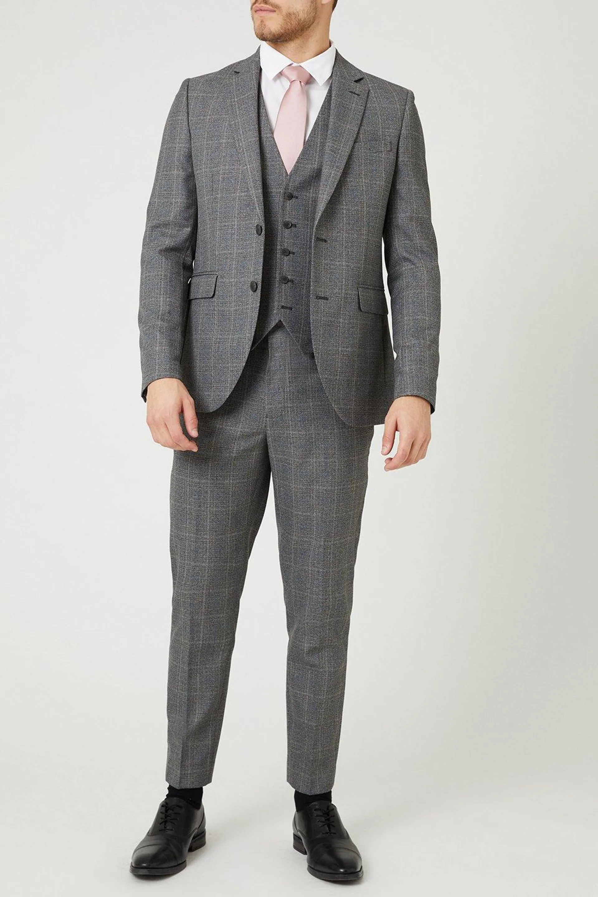 Slim Fit Charcoal Herringbone Two-Piece Suit