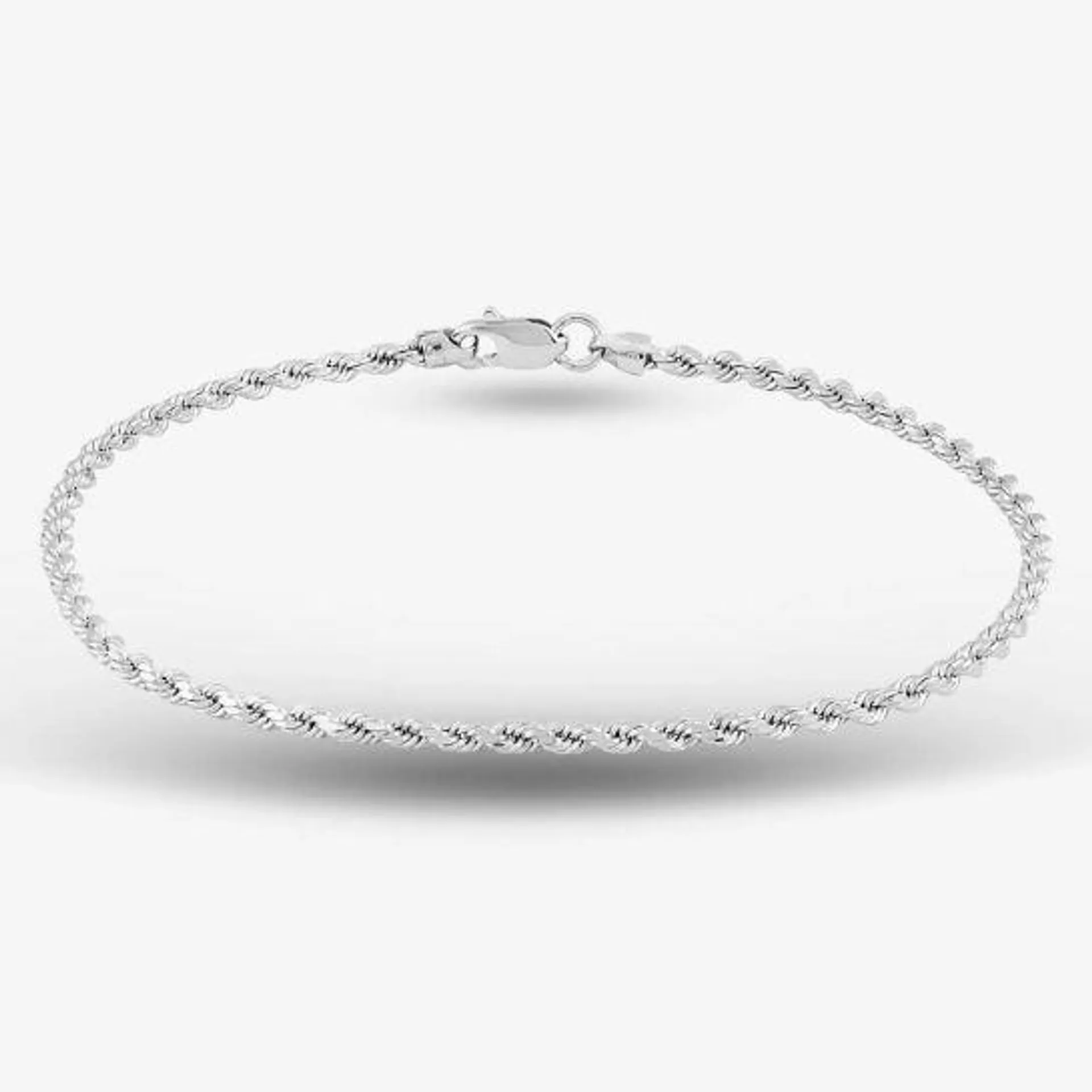 9ct White Gold 7 Inch Rope Chain Bracelet 5-26-2211