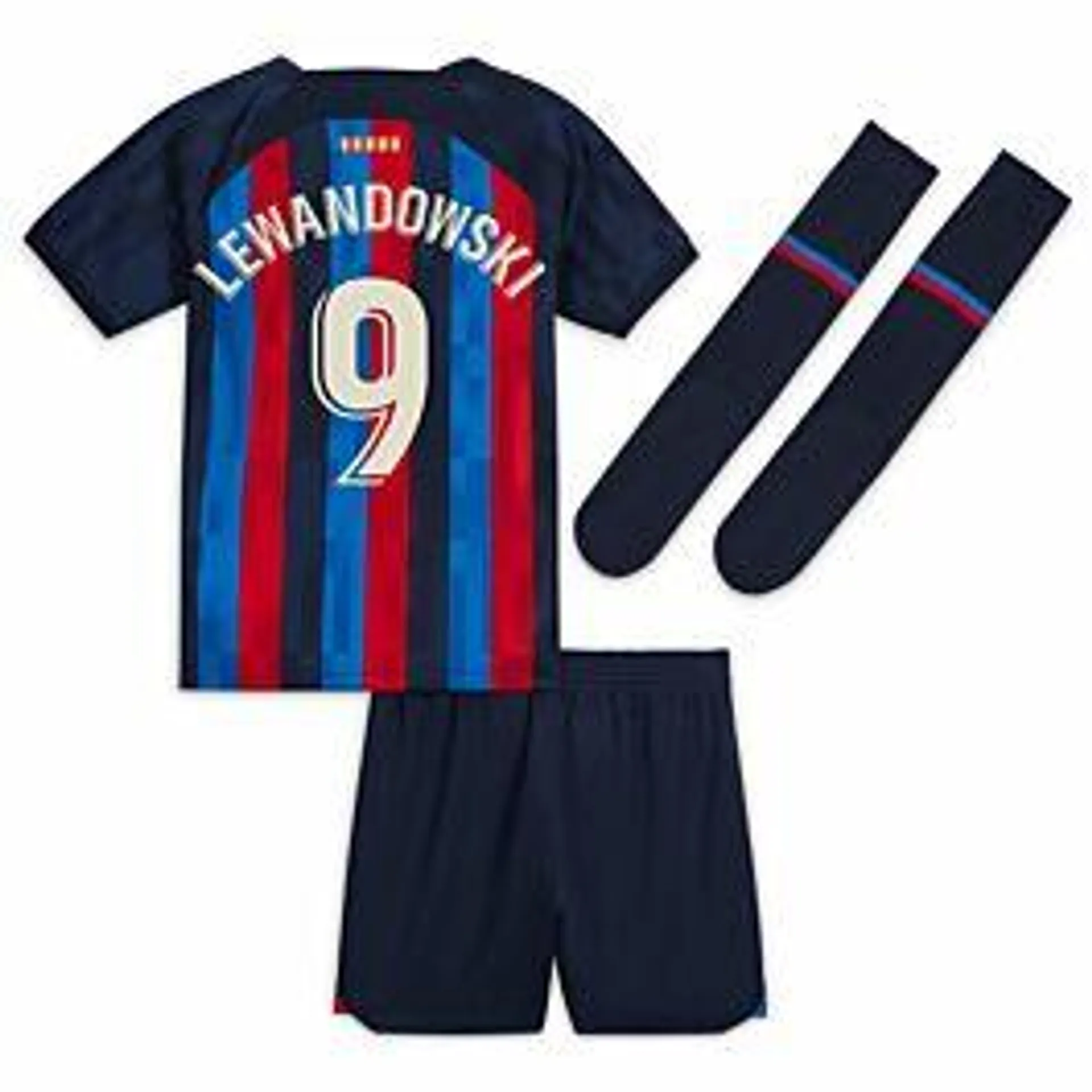 Nike Barcelona Home Lewandowski 9 Mini Kit 2022-2023 (Fan Style Printing)