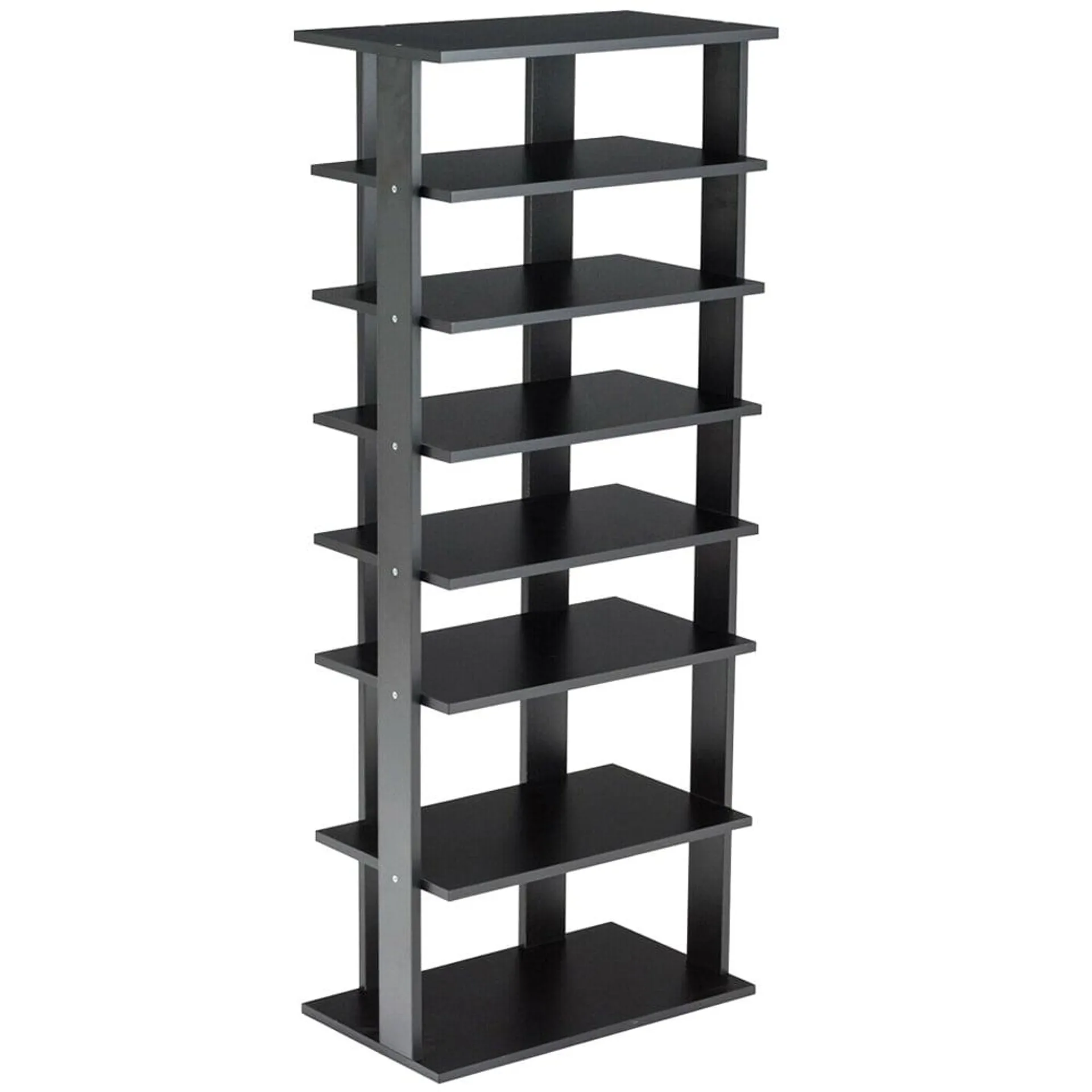 Costway 7 Shelf Black Wooden Vertical Shoe Rack