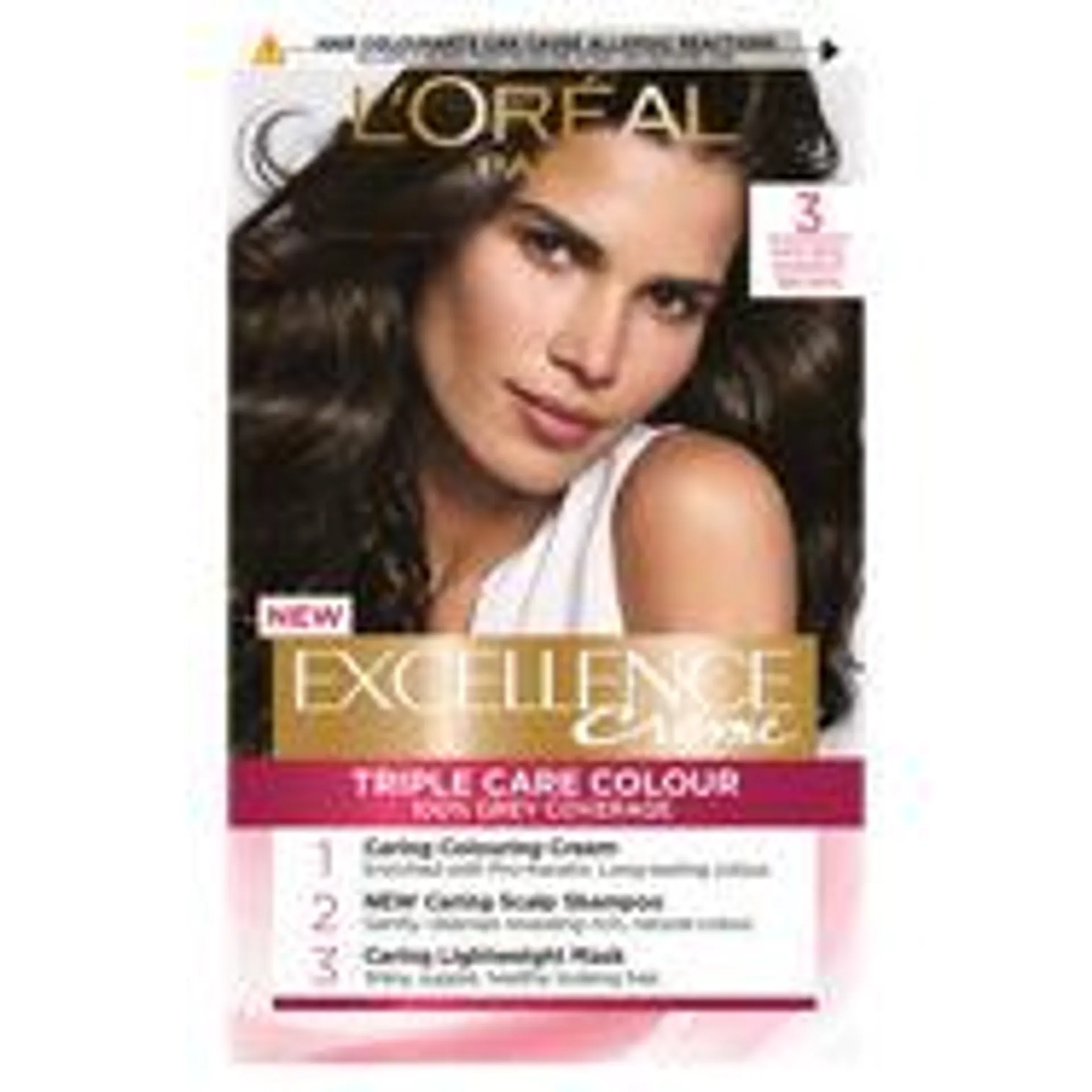 L'Oreal Excellence Color Creme 3 Natural Darkest Brown Permanent Hair Dye