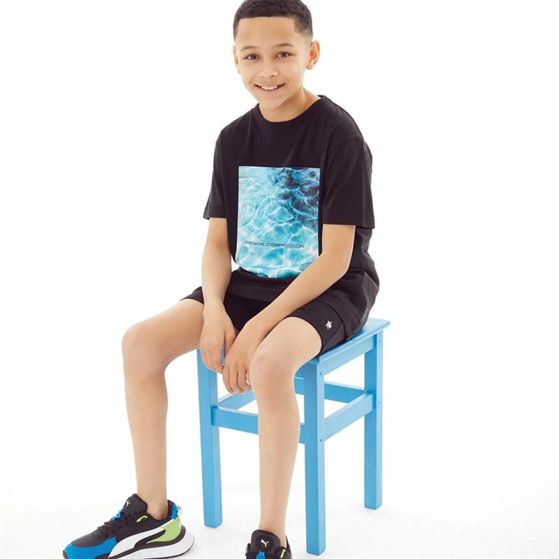 French Connection Kids Reflection T-Shirt And Shorts Set Black
