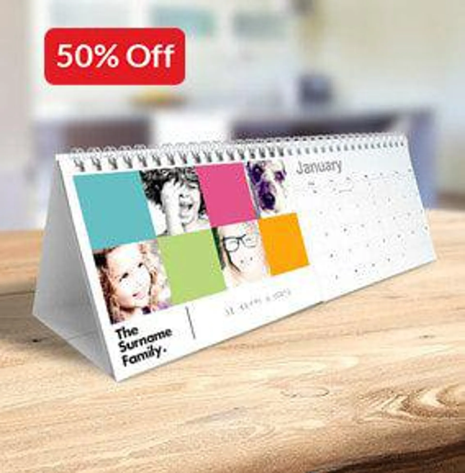 Colour Block Personalised Photo Calendar