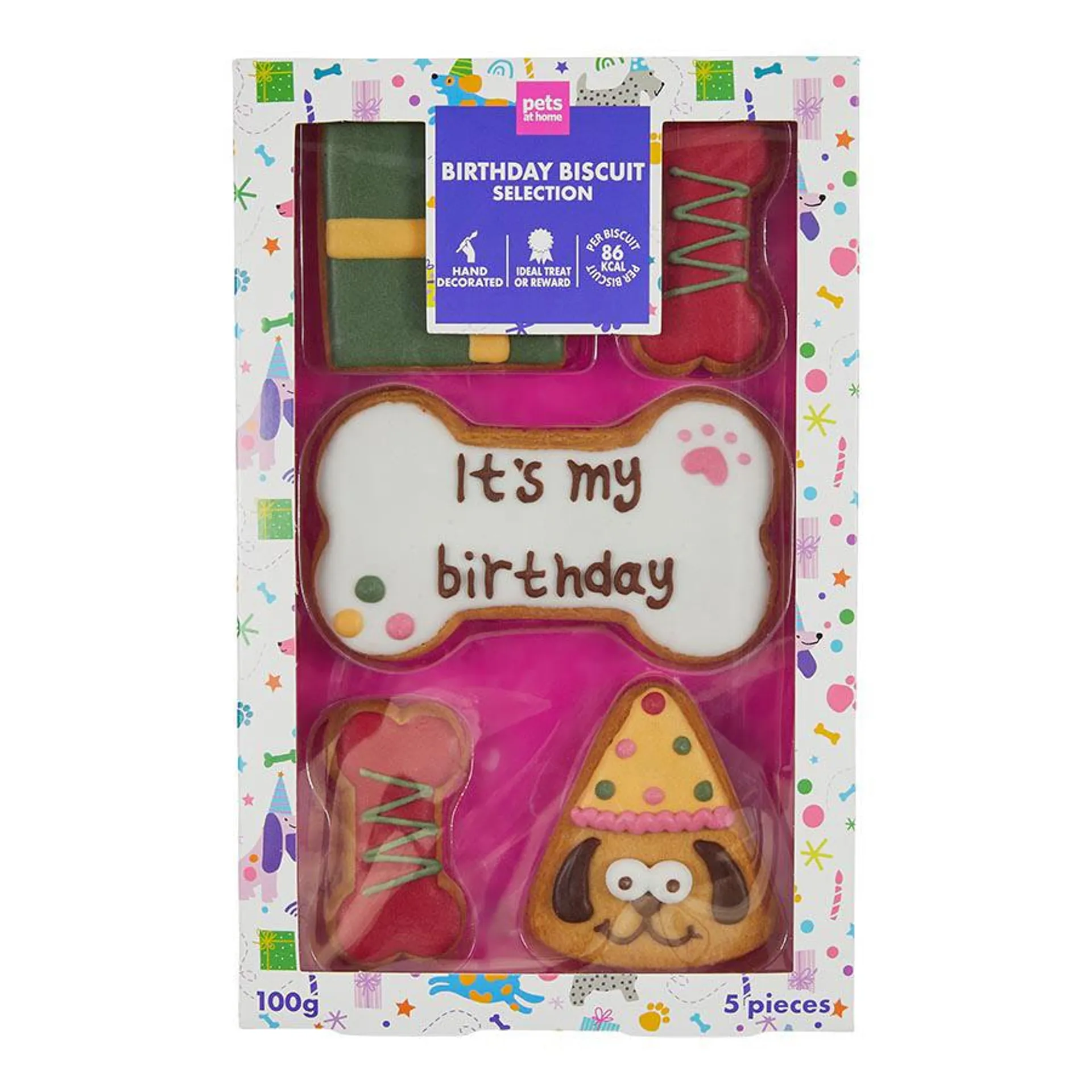 Pets at Home Adult Dog Birthday Biscuit Treats 5 Pack