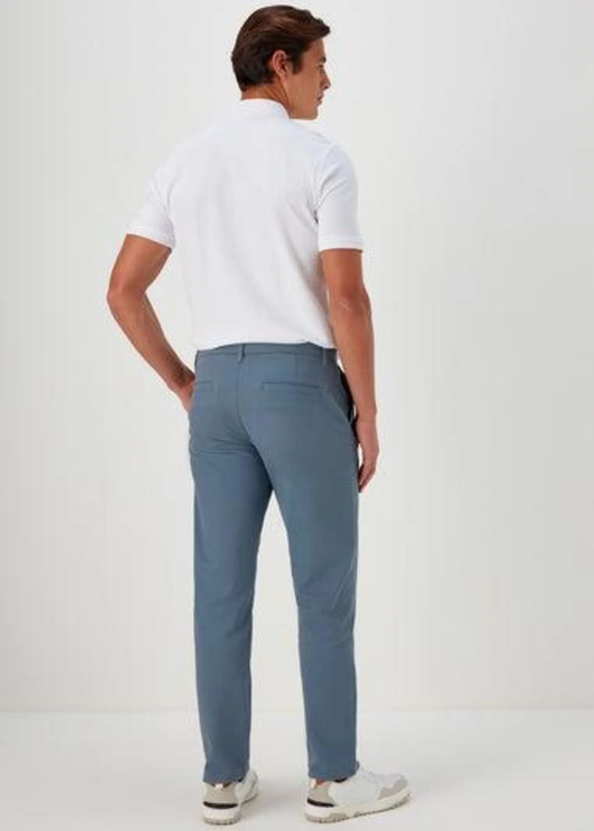 Blue Straight Fit Stretch Chinos