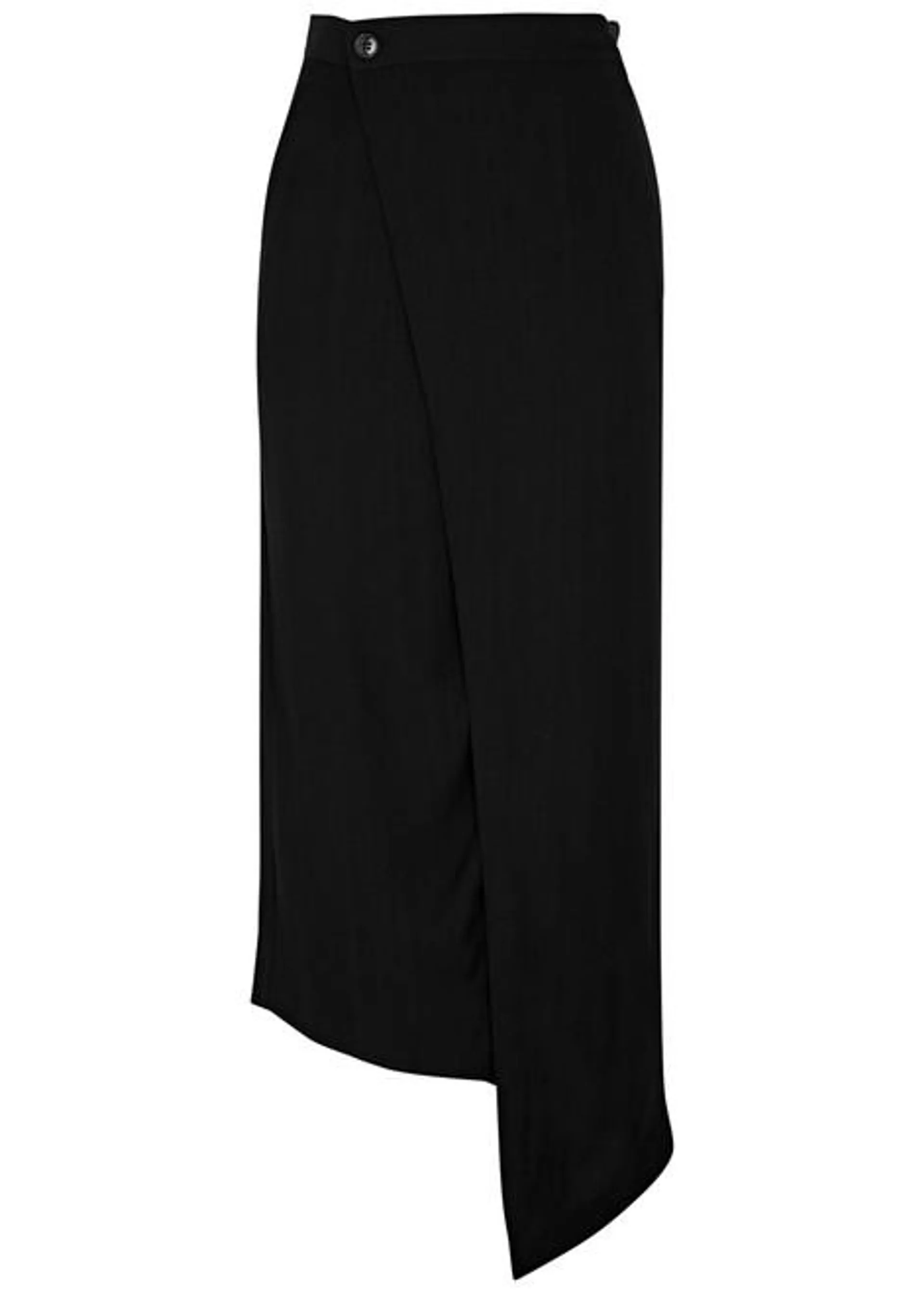 Asymmetric midi wrap skirt