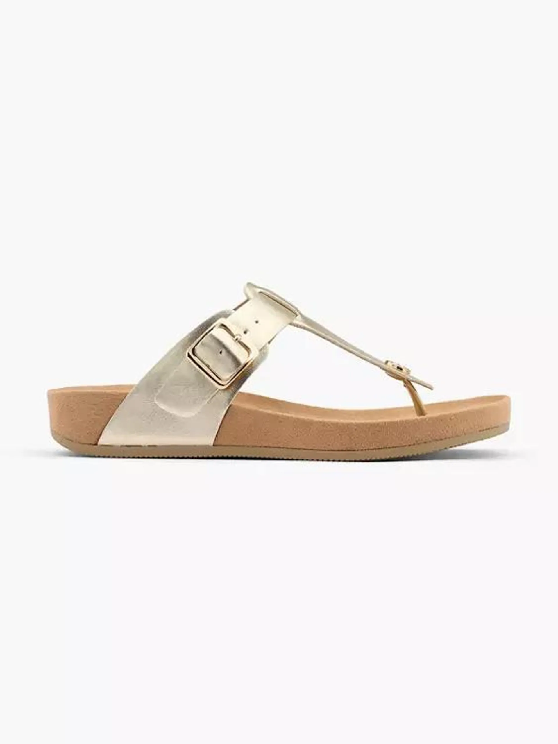 Gold Toe Post Footbed Flat Sandal