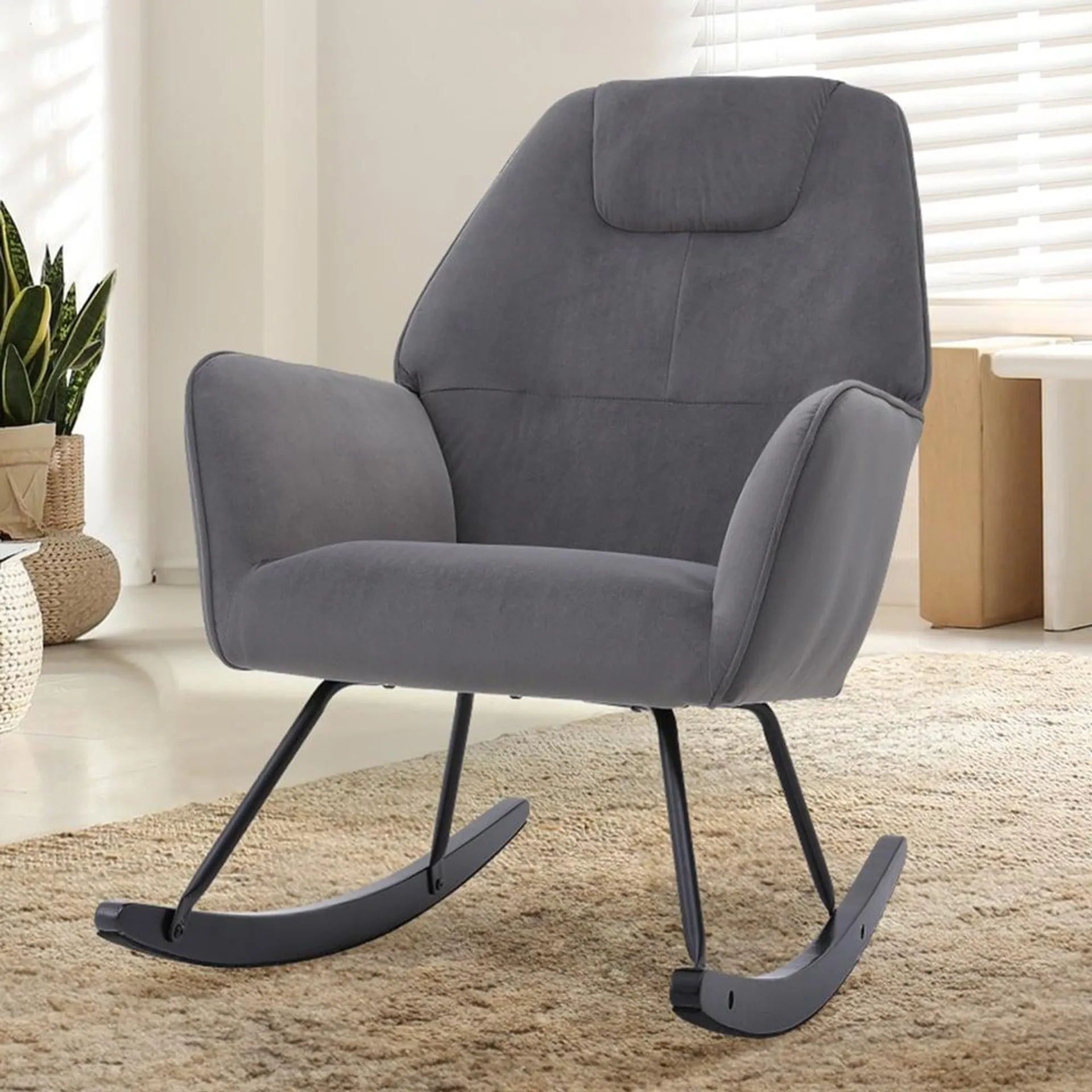 Living and Home Grey Cosy Nursery Rocking Chair