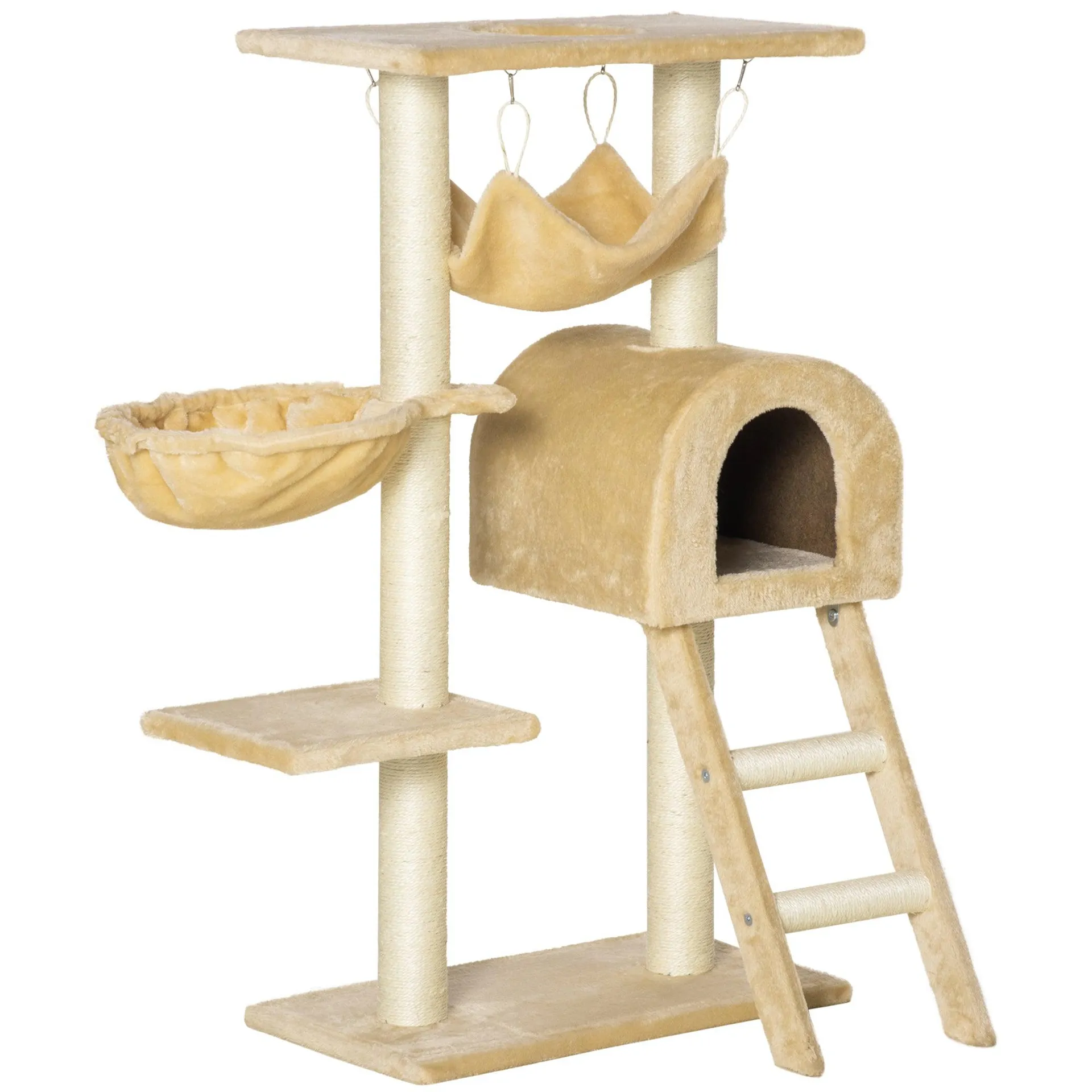 PawHut Cat Tree for Indoor Cats Scratching Post w/ Hammock House Bed Basket