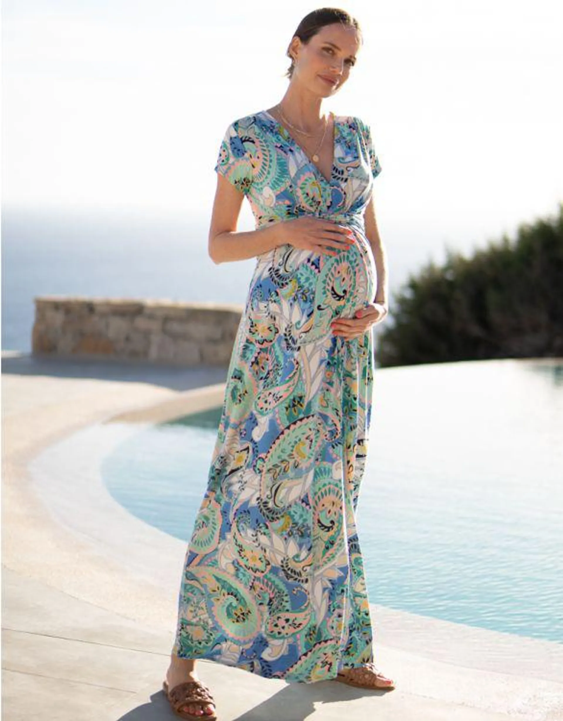 Paisley Knot Front Maternity Maxi Dress