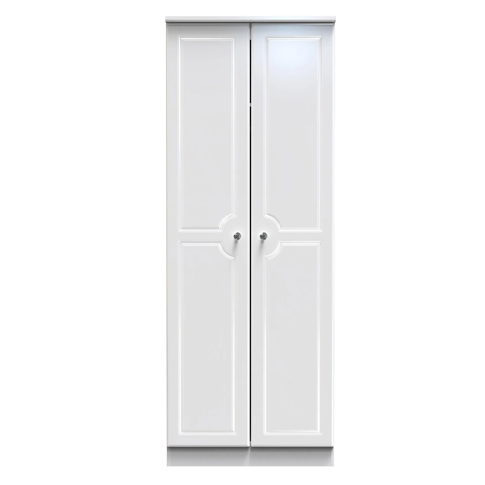 Lisbon Ready Assembled Wardrobe with 2 Doors - White Gloss & White