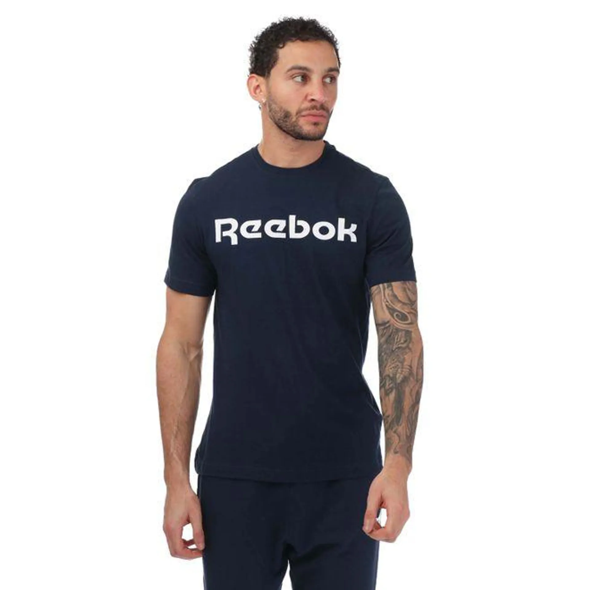 Reebok Mens Graphic Series Linear Logo T-Shirt in Navy