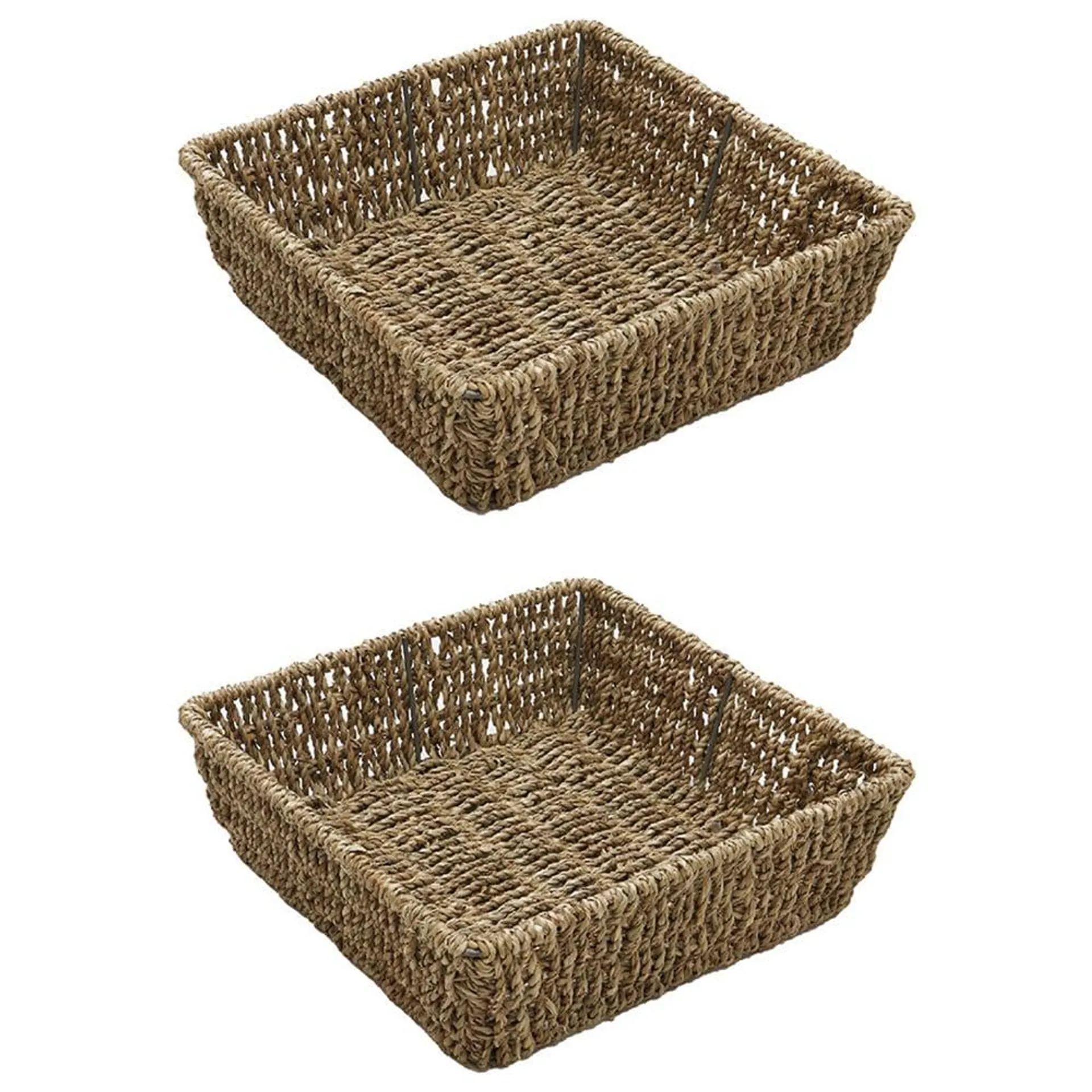 JVL Seagrass Square Storage Tray Set of 2