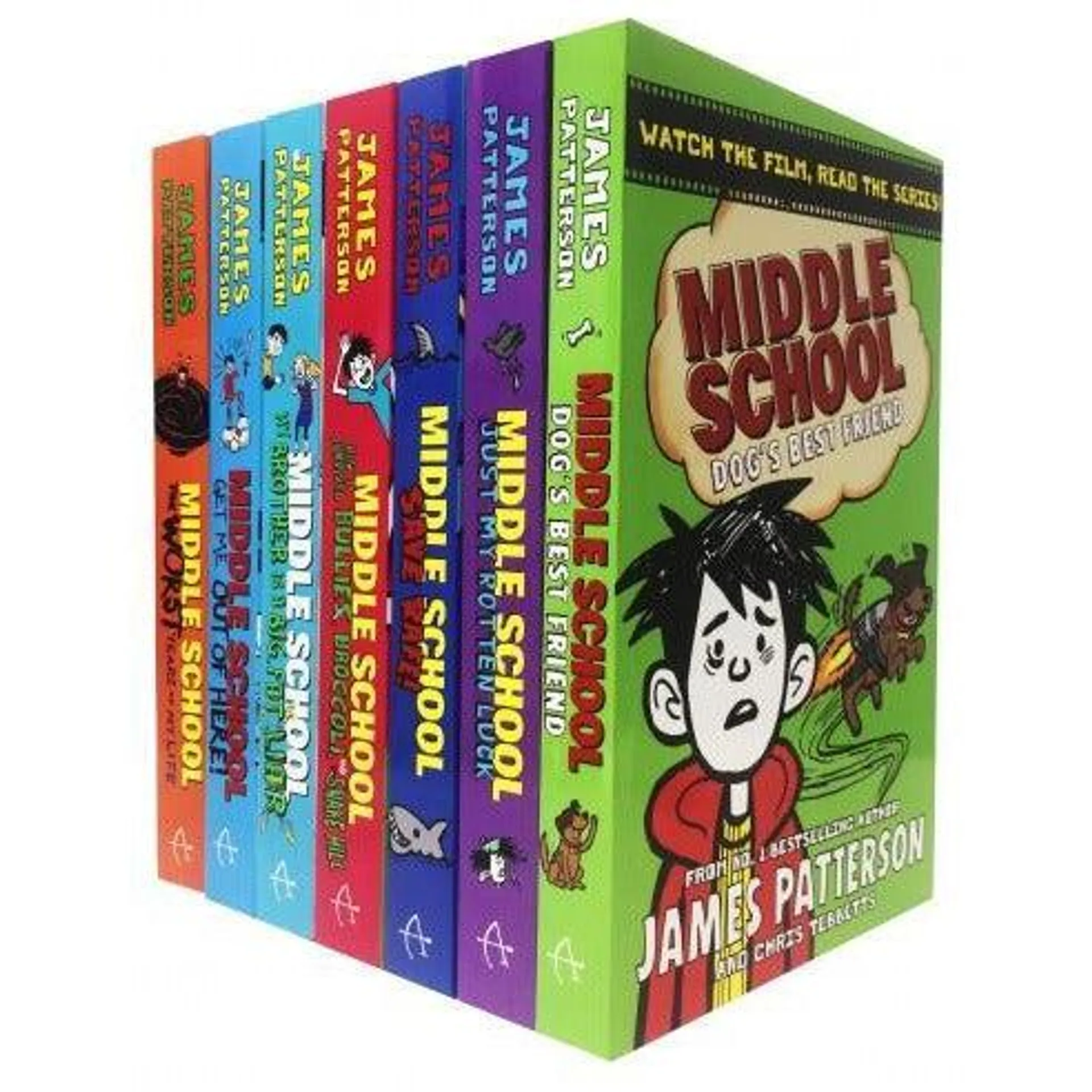 James Patterson Middle School Collection 7 Books Set Dogs Best Friendjust My Rotten Luck Save Rafe..