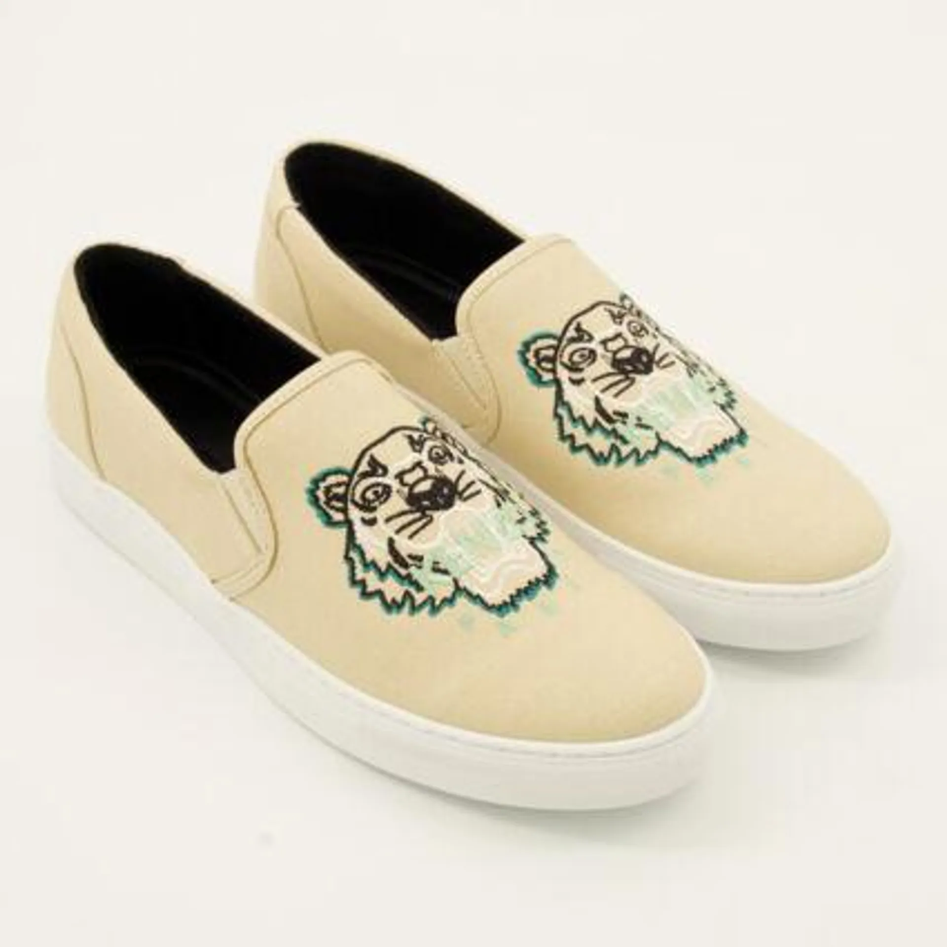 Beige K Skate Tiger Slip On Trainers