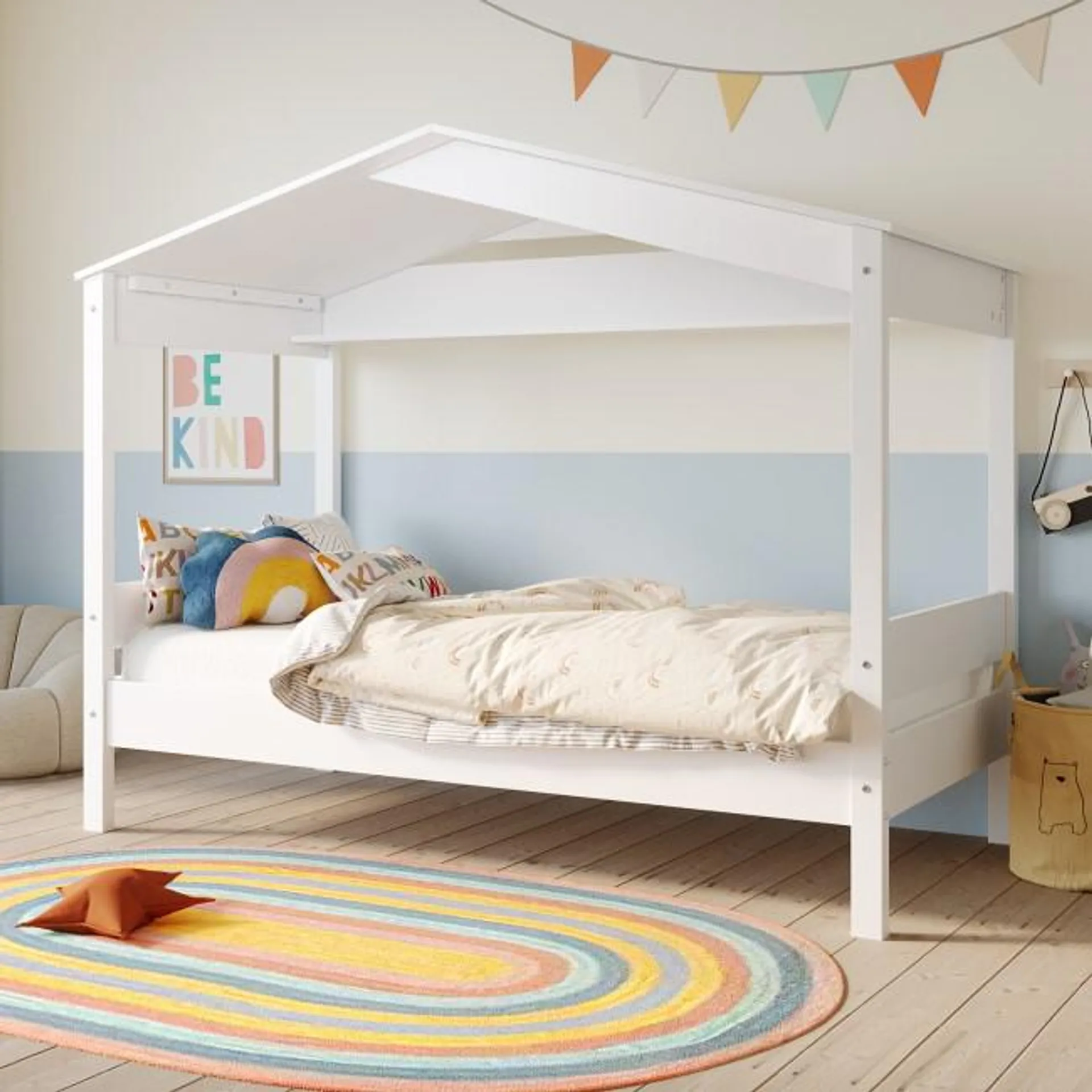 Single House Bed Frame in White - Remy