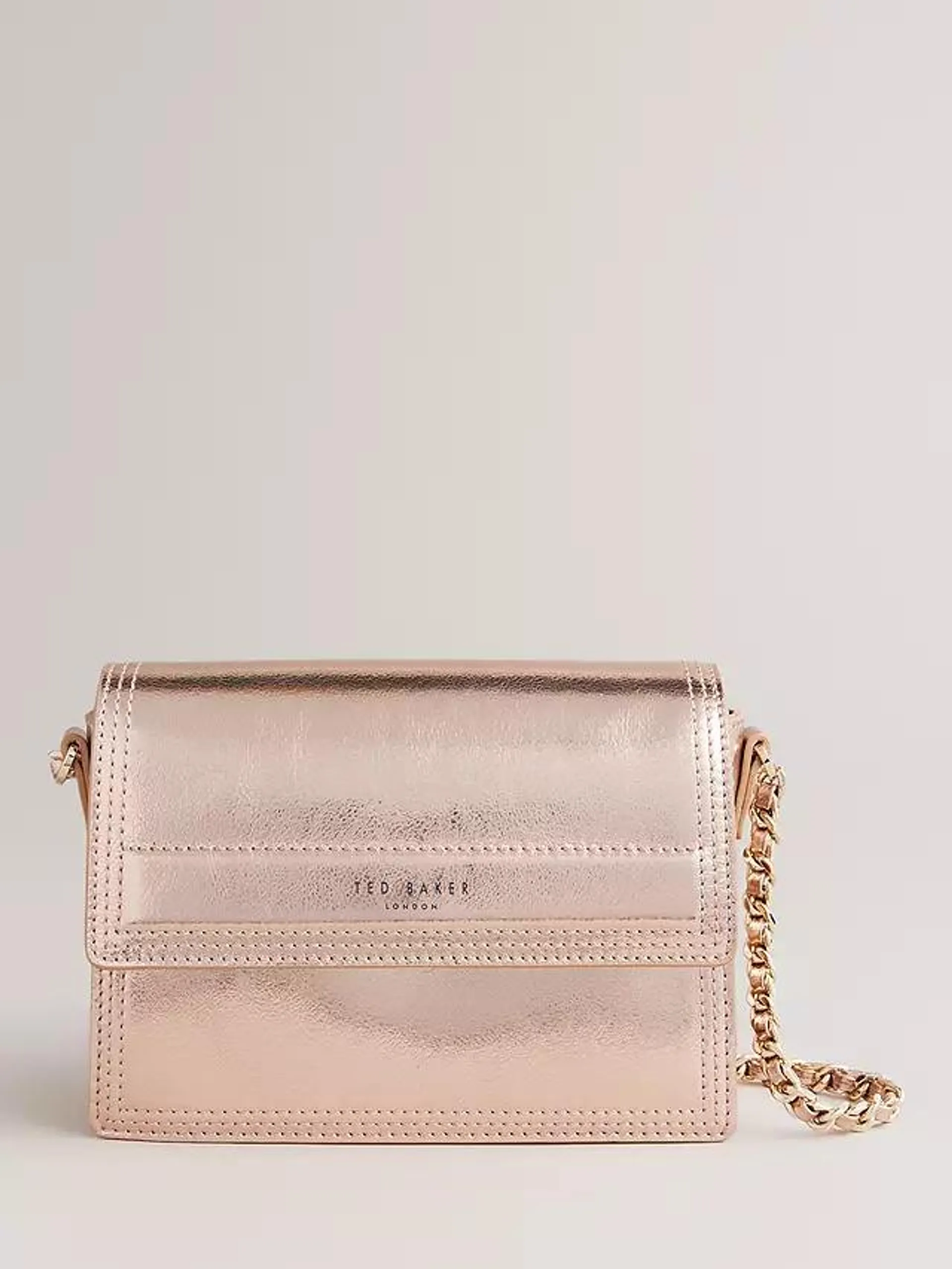 Ted Baker Libbe Metallic Leather Cross Body Bag, Rose Gold