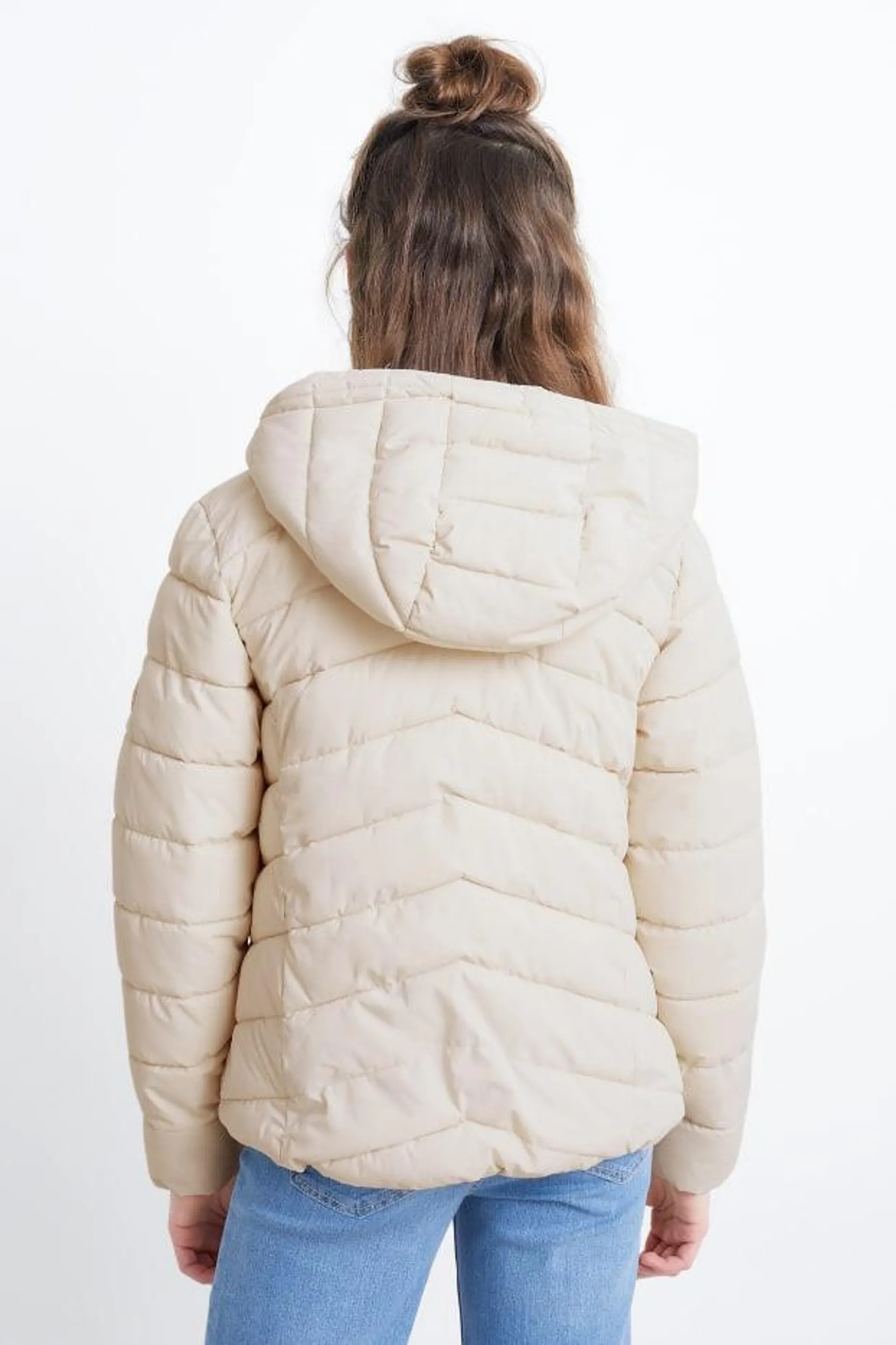 Quilted jacket with hood - water-repellent