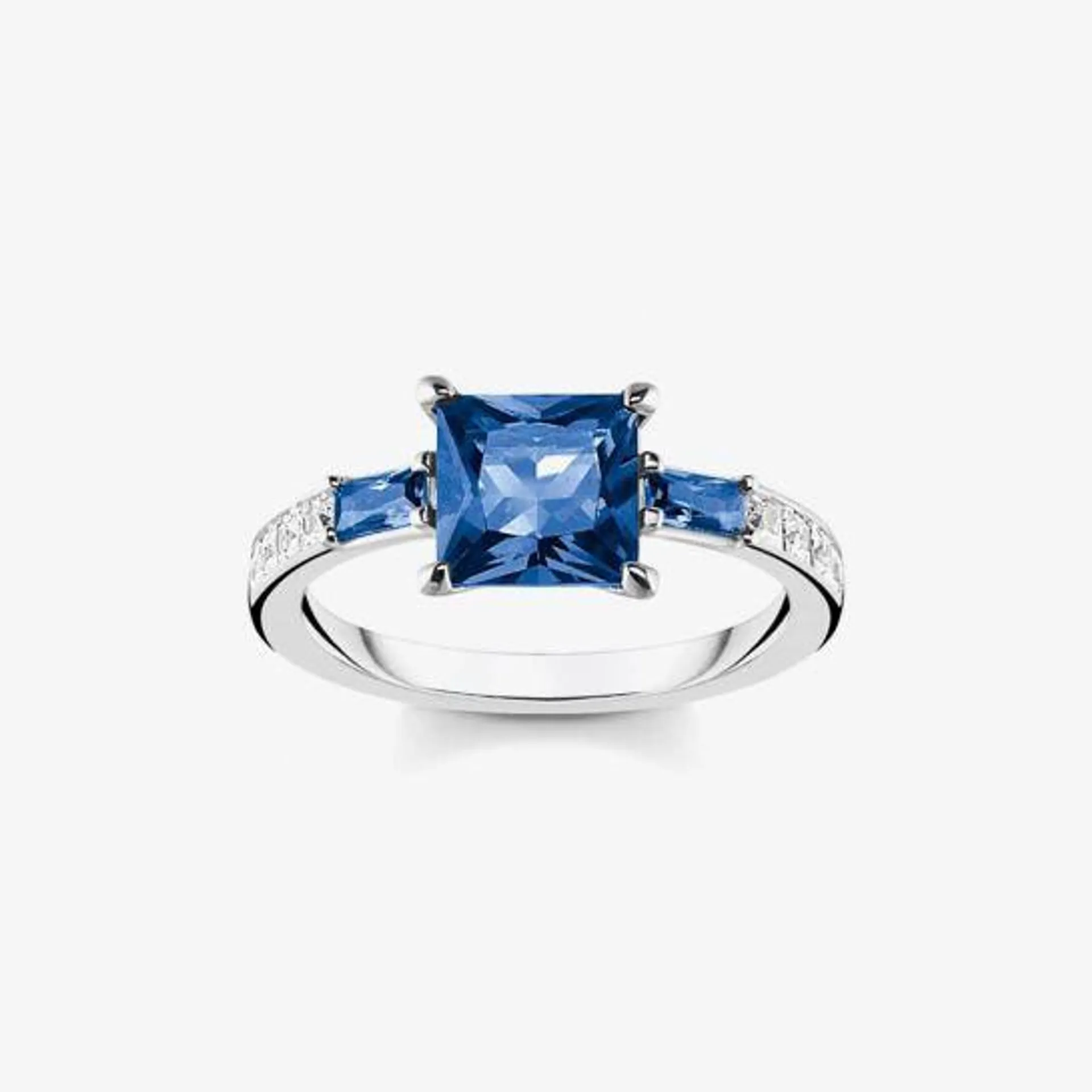 THOMAS SABO Ladies Square-Cut Blue & White Half Eternity Ring TR2380-166-1