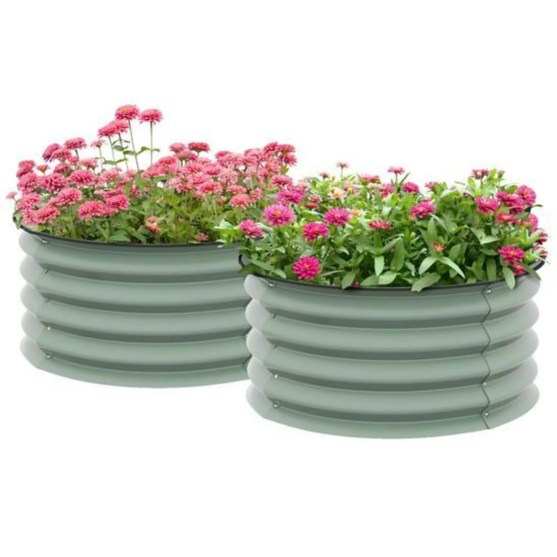 Set of 2 Raised Garden Bed Metal Planter Box with Safety Edging