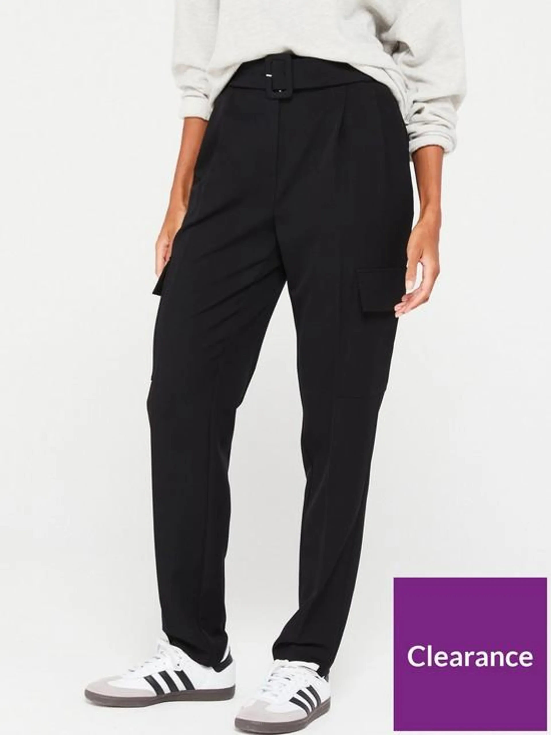 Belted Formal Cargo Trouser Black