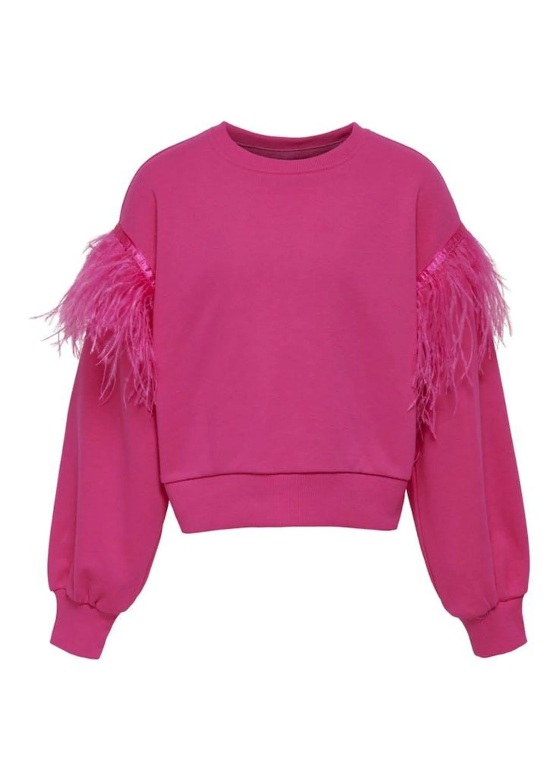 ONLY Kids Pink Feather Trim Sweatshirt (5-14yrs)