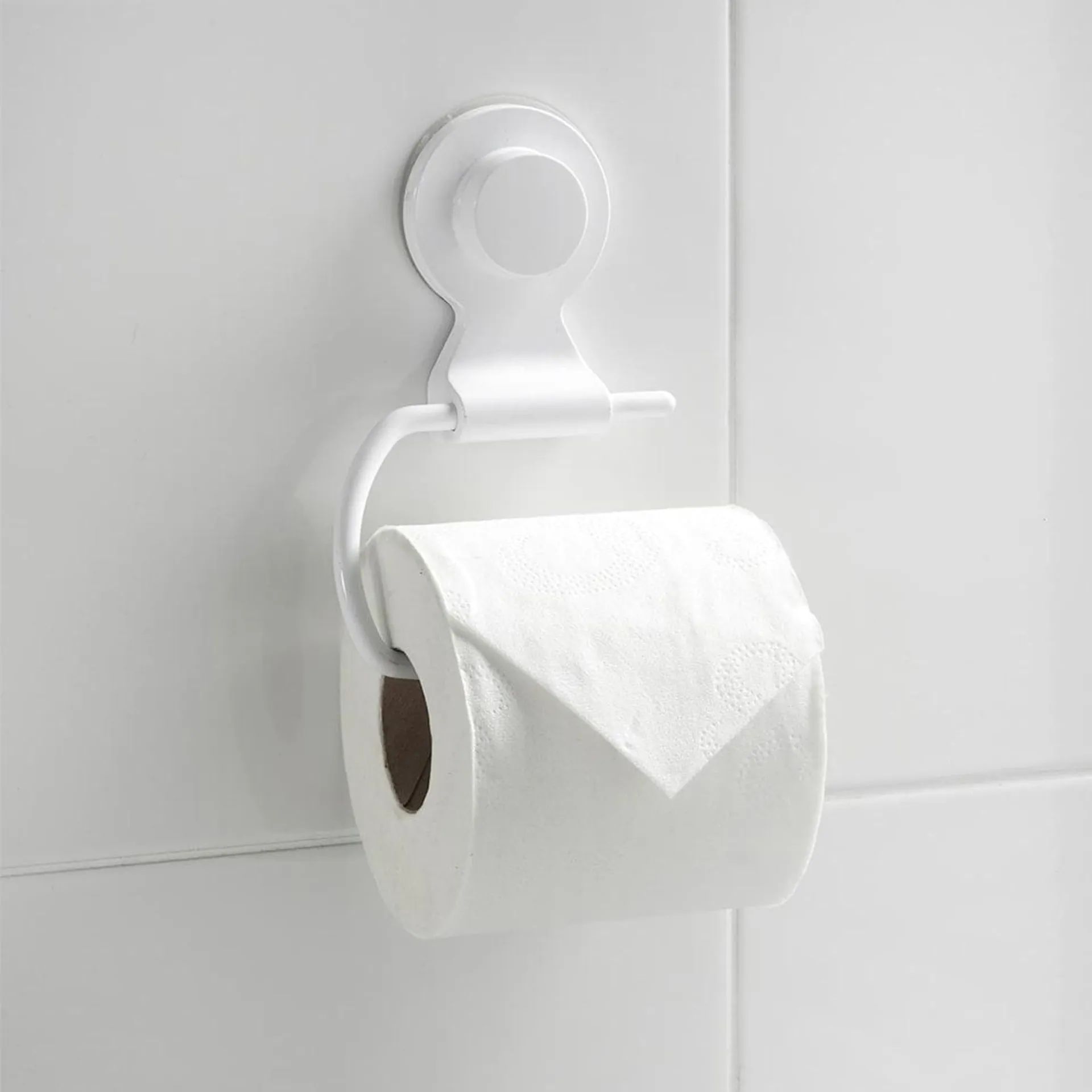 Secure Suction Toilet Roll Holder - White