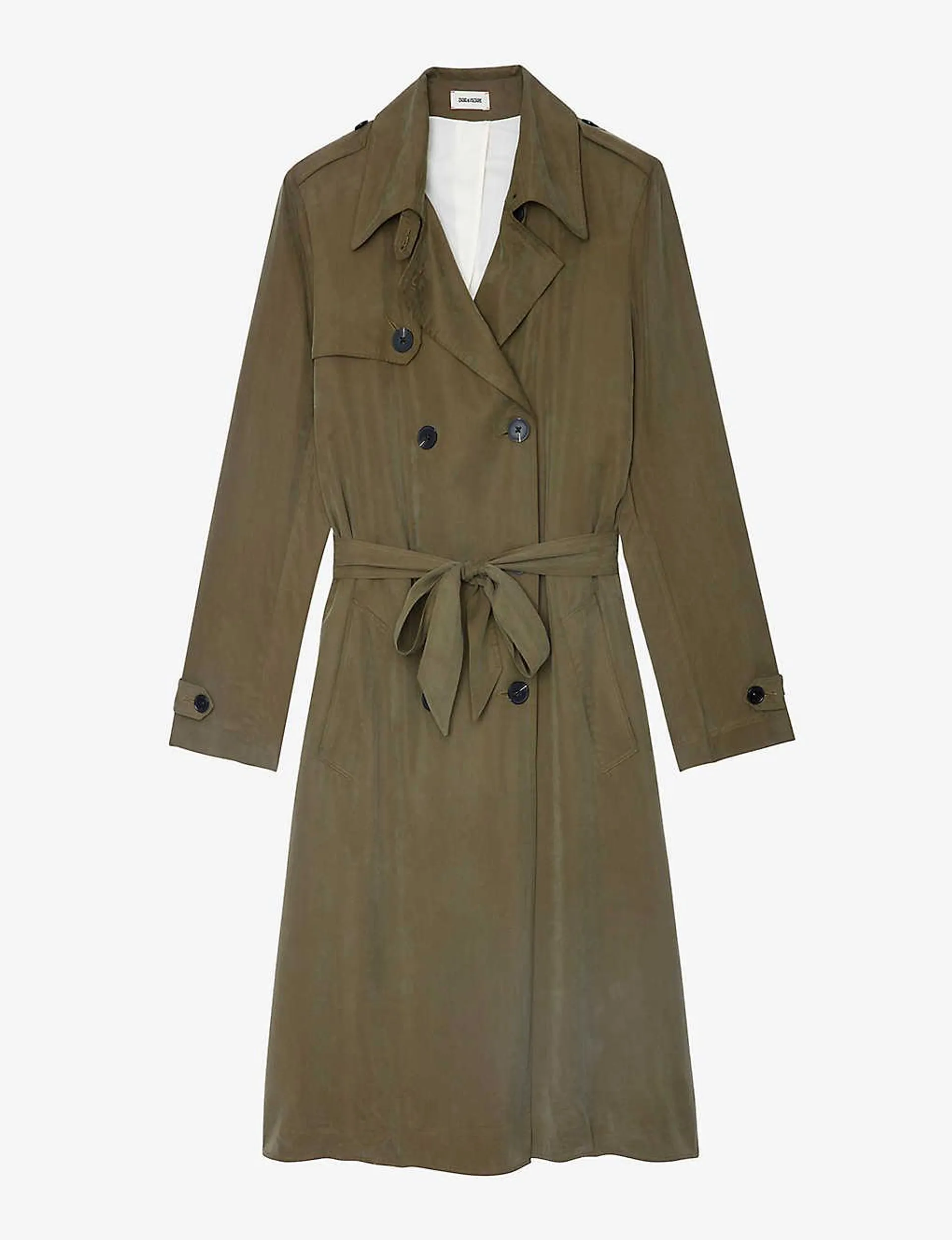 La Parisien double-breasted belted-waist woven trench coat