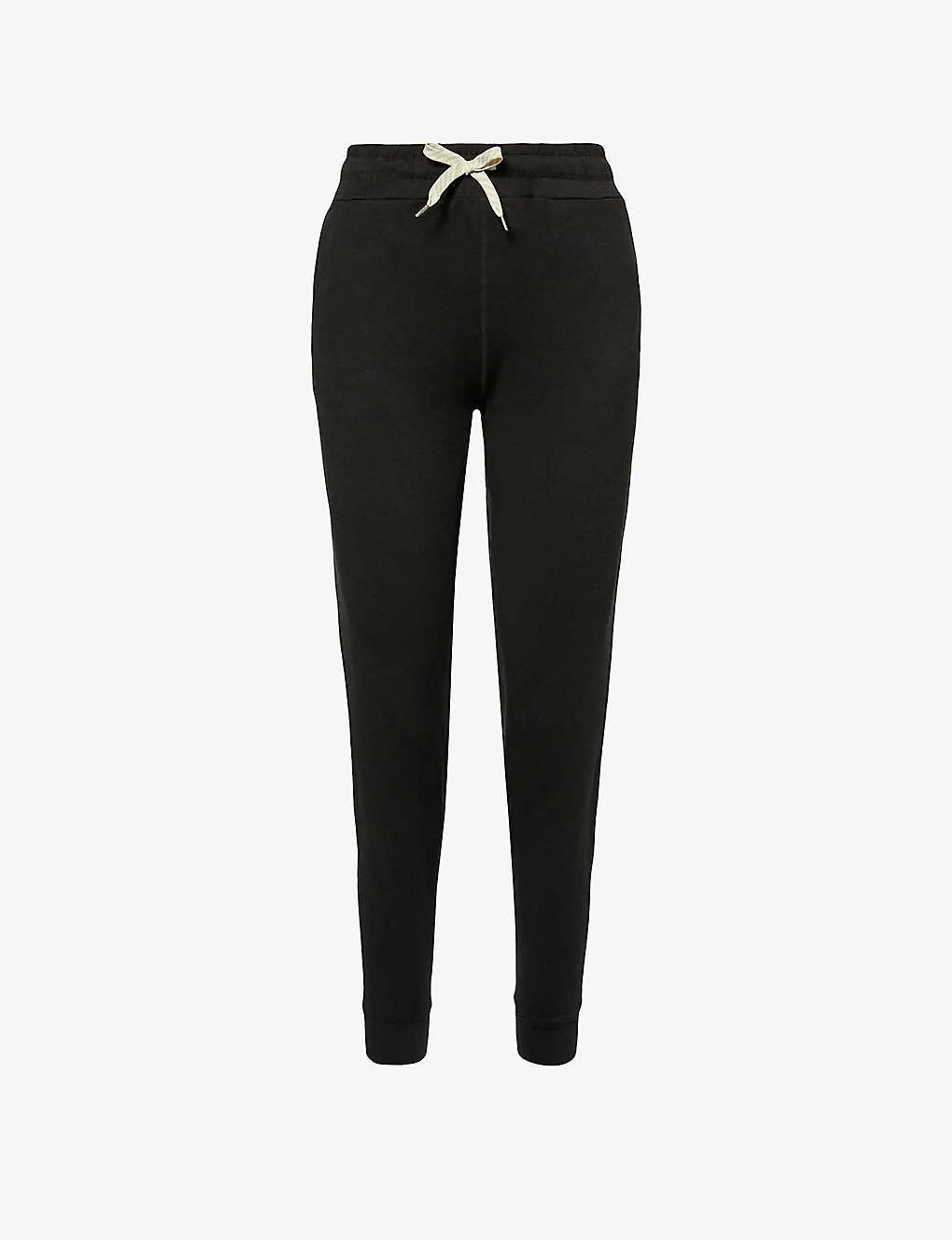 Performance tapered-leg stretch-recycled polyester jogging bottoms