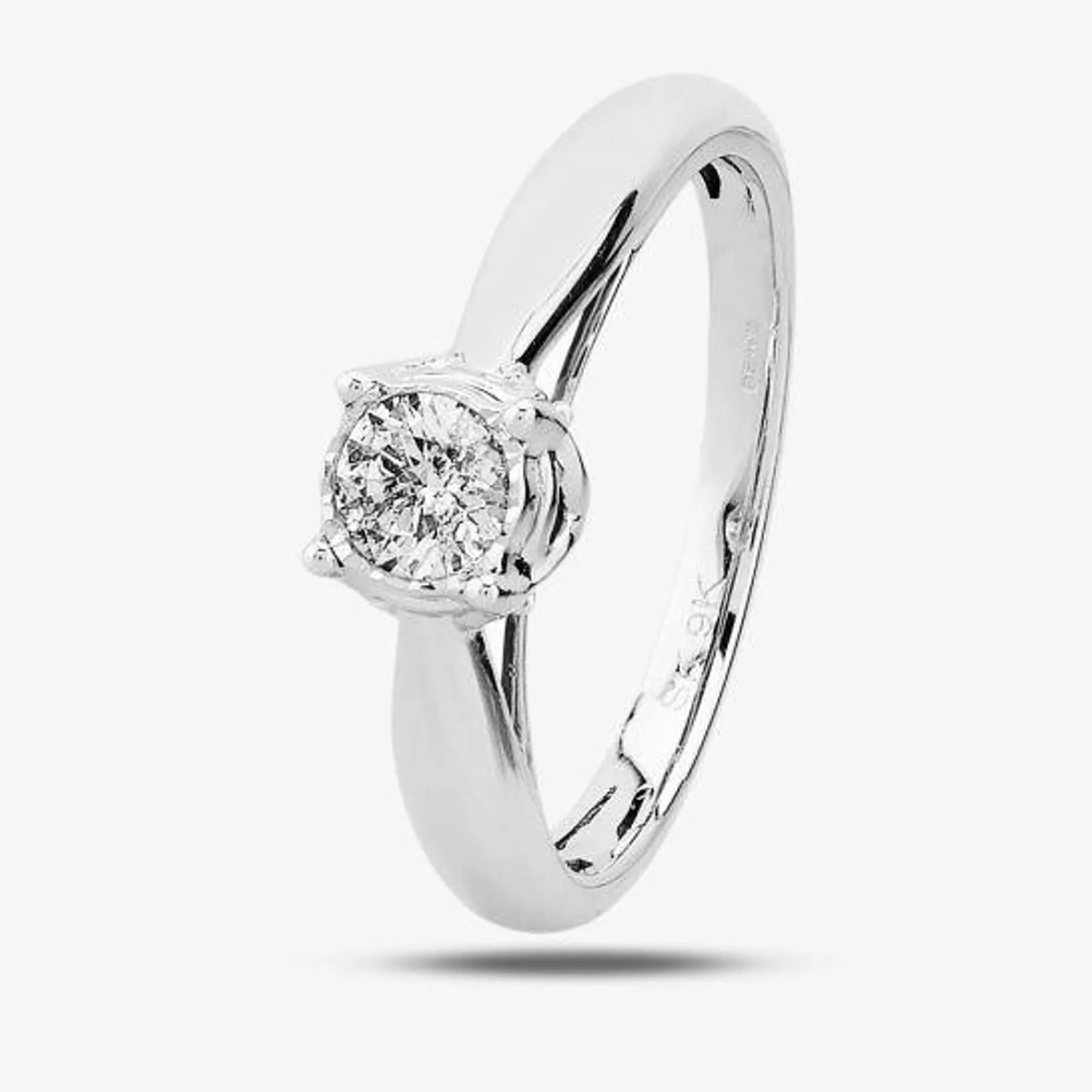 9ct White Gold 0.50ct Diamond Mount Accent Solitaire Ring THR20232-50