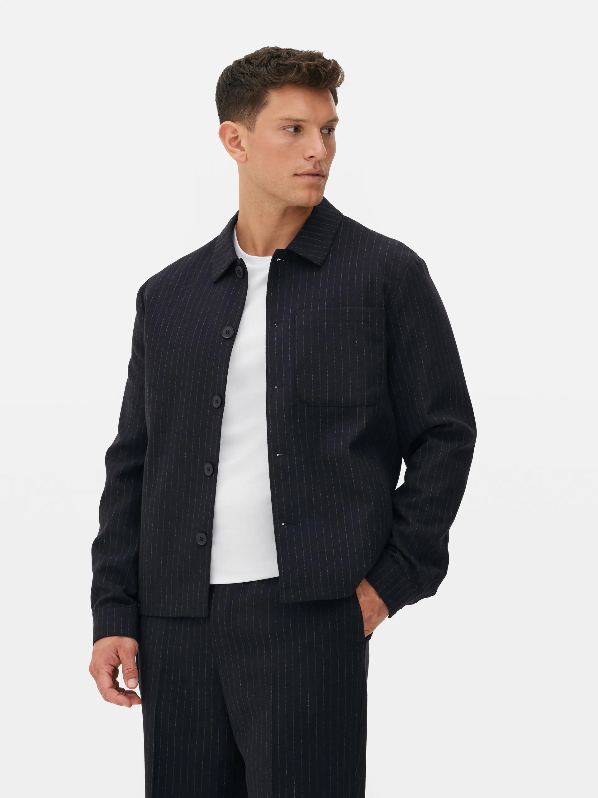 Kem Button-Down Pinstripe Jacket