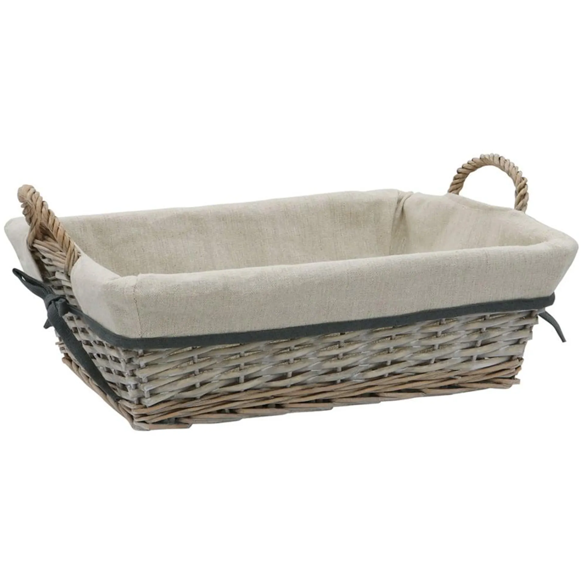 JVL Arianna Grey Rectangular Willow Storage Basket 10L