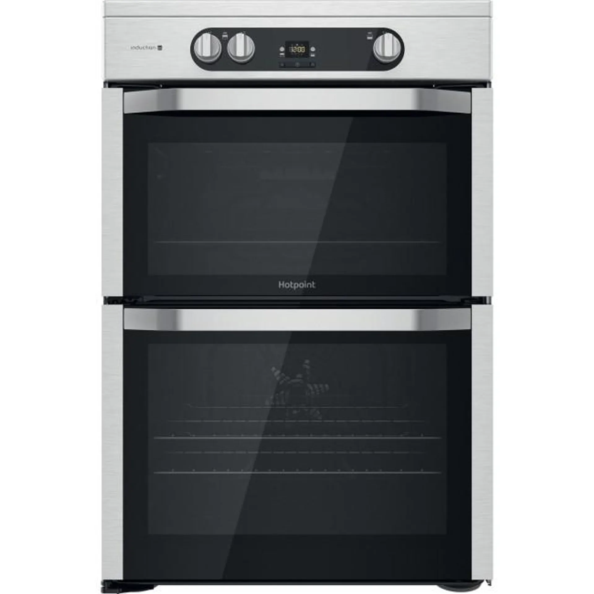 Hotpoint 60cm Double Oven Induction Electric Cooker - Stainless Steel