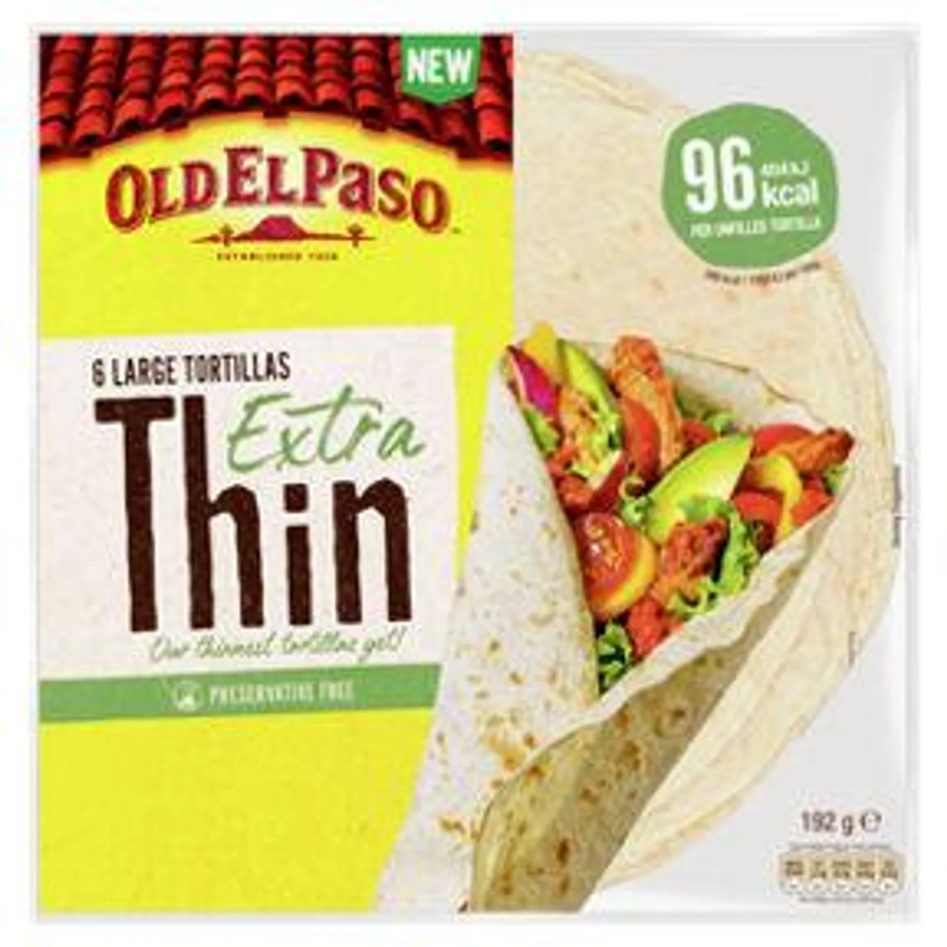 Old El Paso 6 Large Extra Thin Tortillas 192g