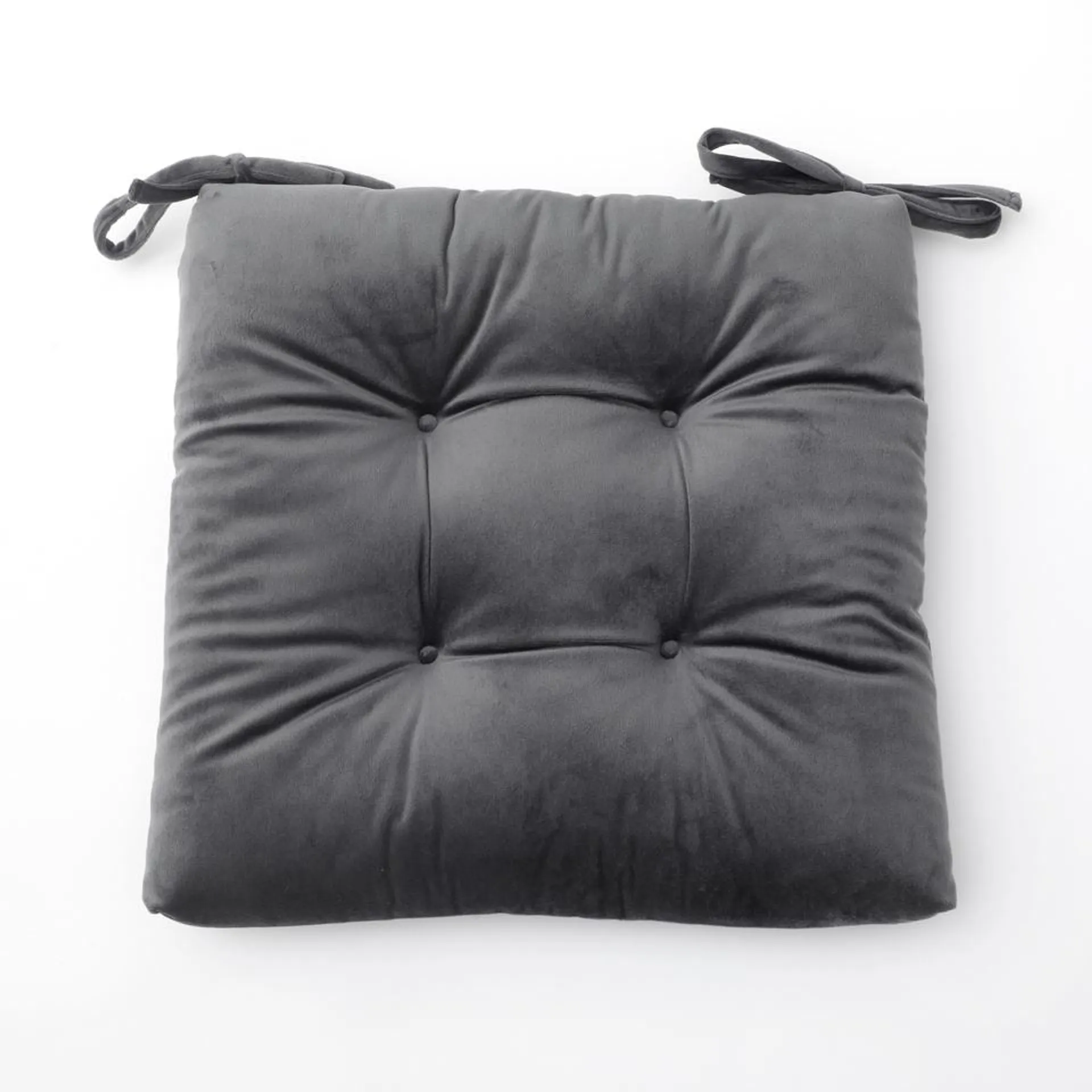 Velvet Seat Pad - Charcoal - 40x40cm