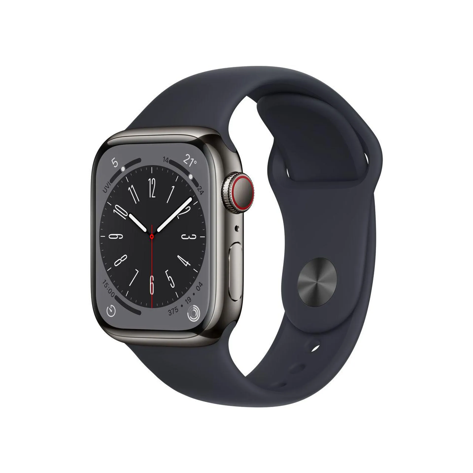 Apple Watch Series 8, 41mm, GPS + Cellular [2022] - Graphite Stainless Steel Case with Midnight Sport Band - Regular
