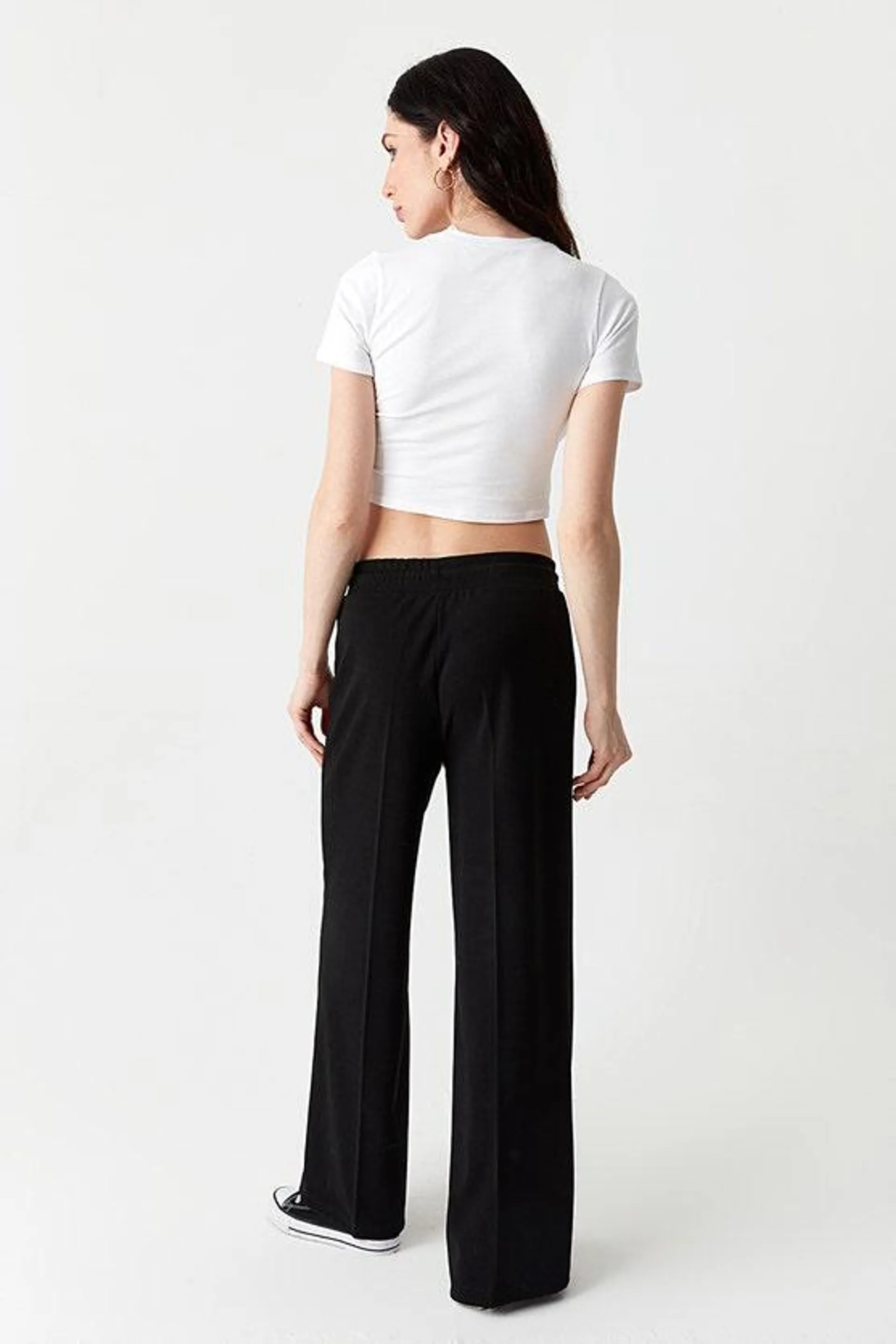 Black Seam Detail Wide Leg Trousers