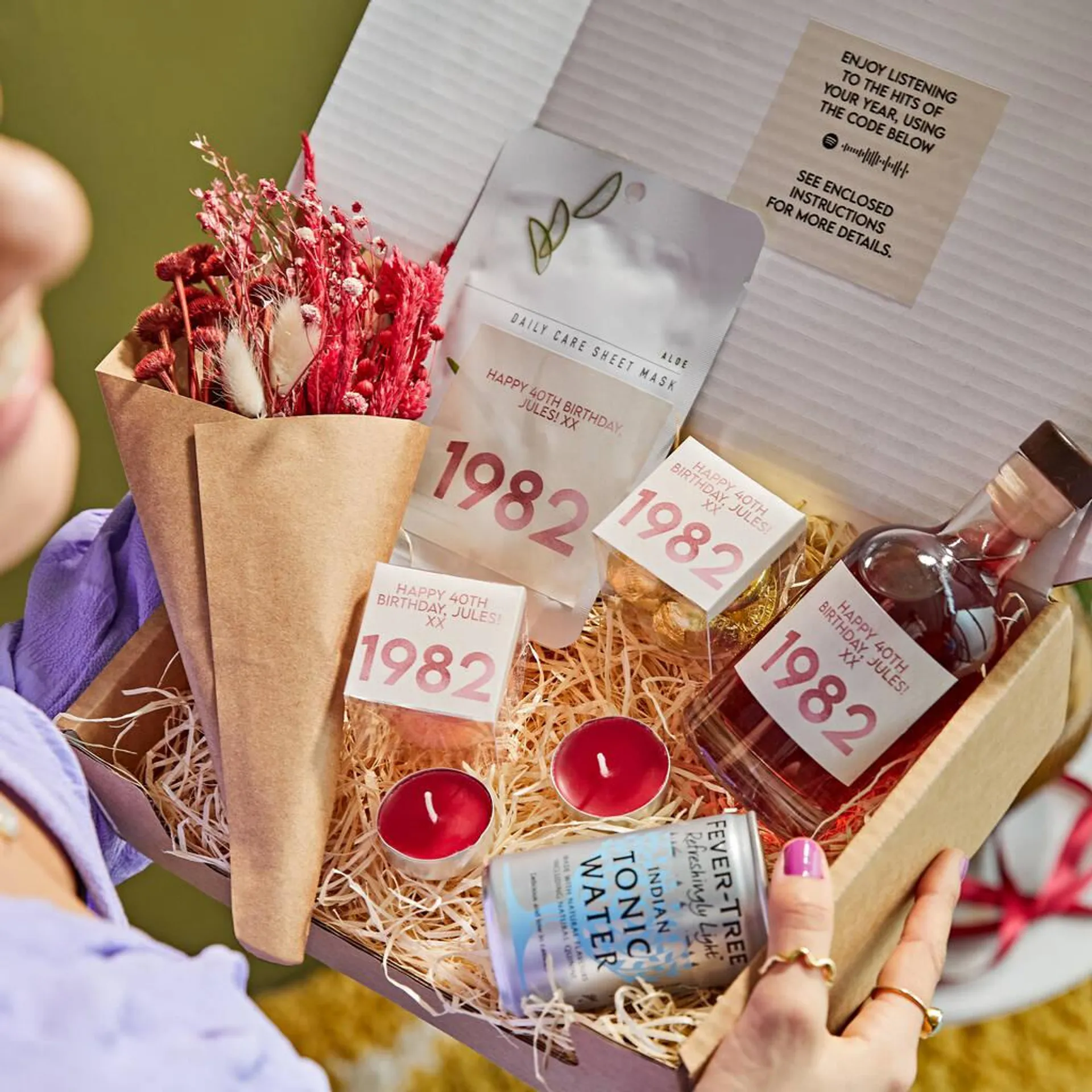Personalised Special Year Gin And Spa Gift Box