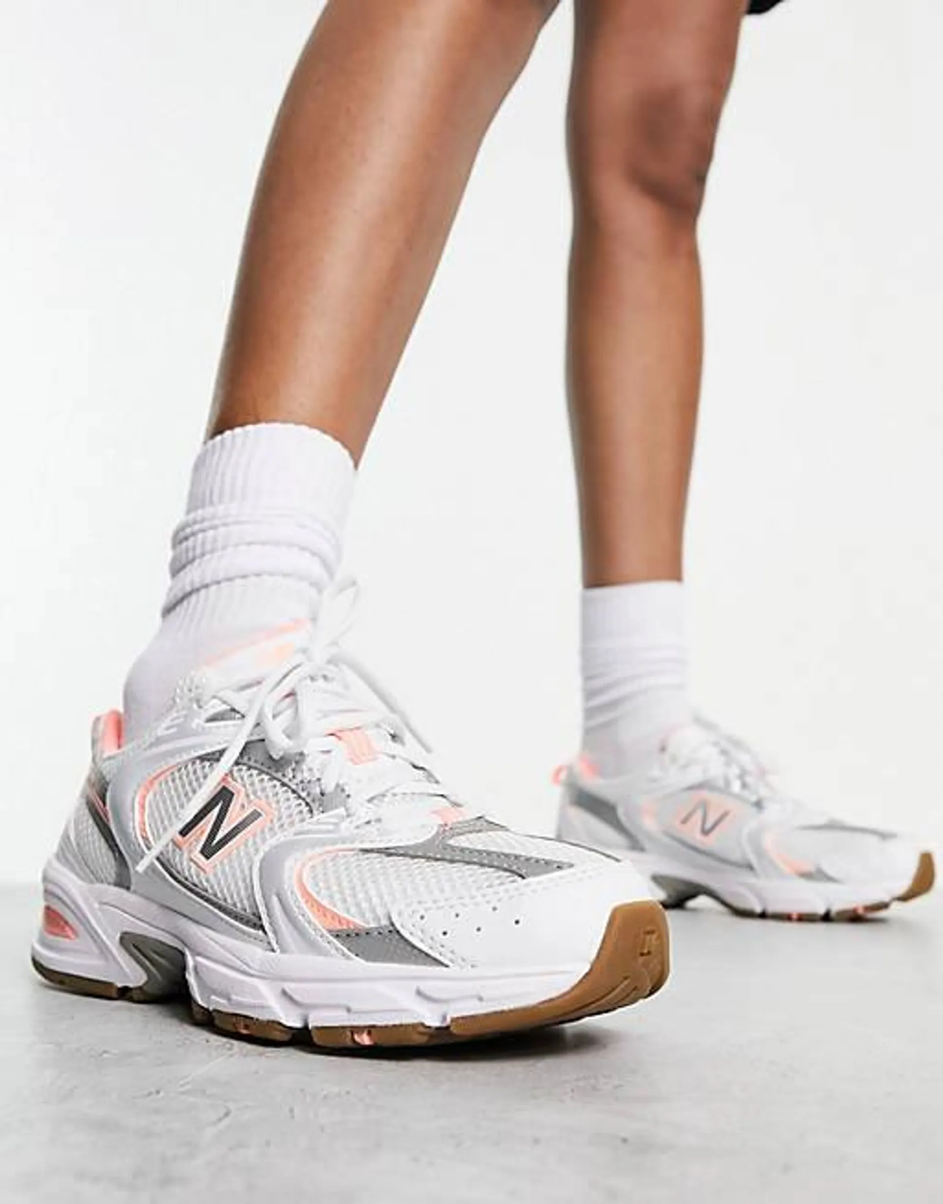 New Balance 530 trainers in white & pink - exclusive to ASOS