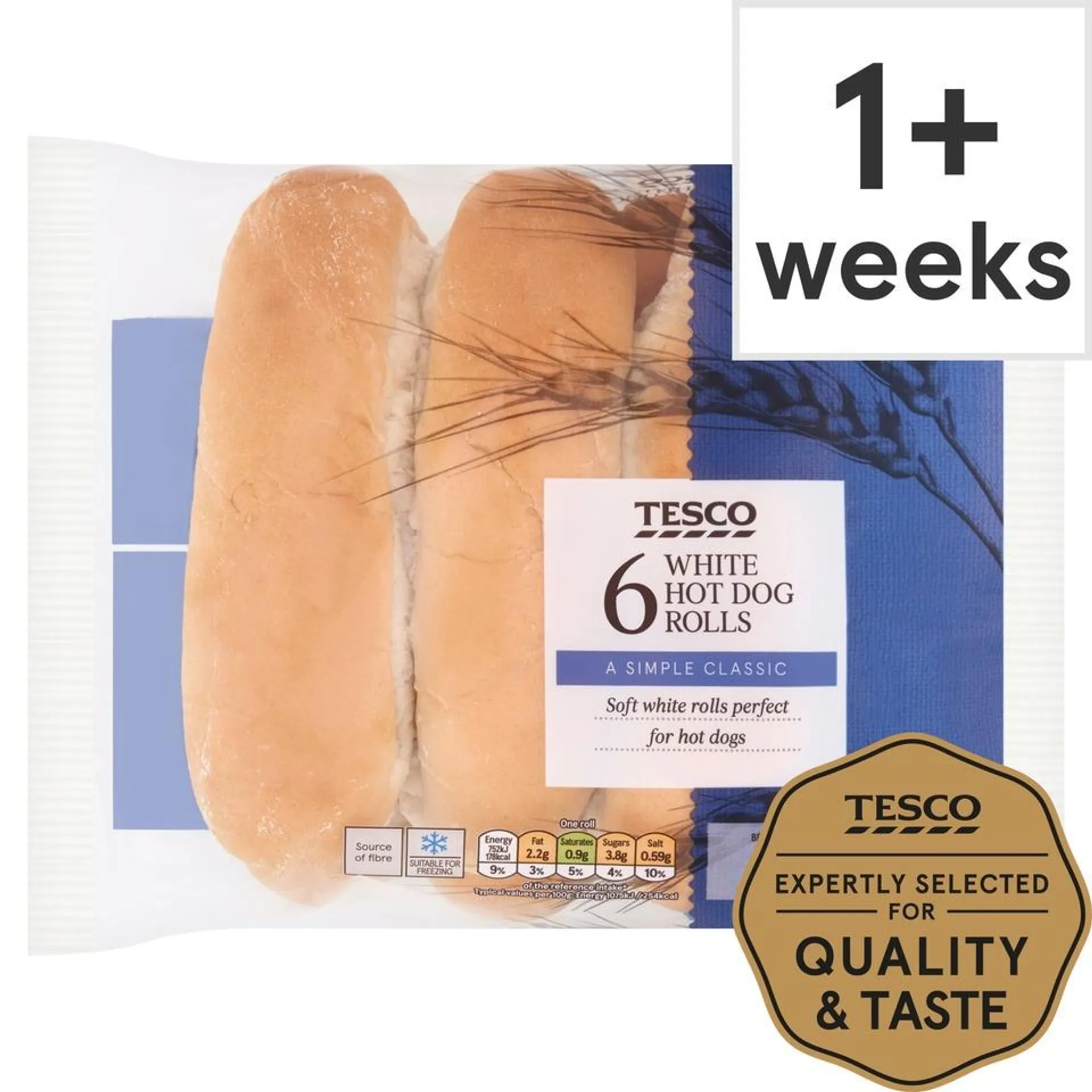 Tesco Soft White Hot Dog Rolls 6 Pack