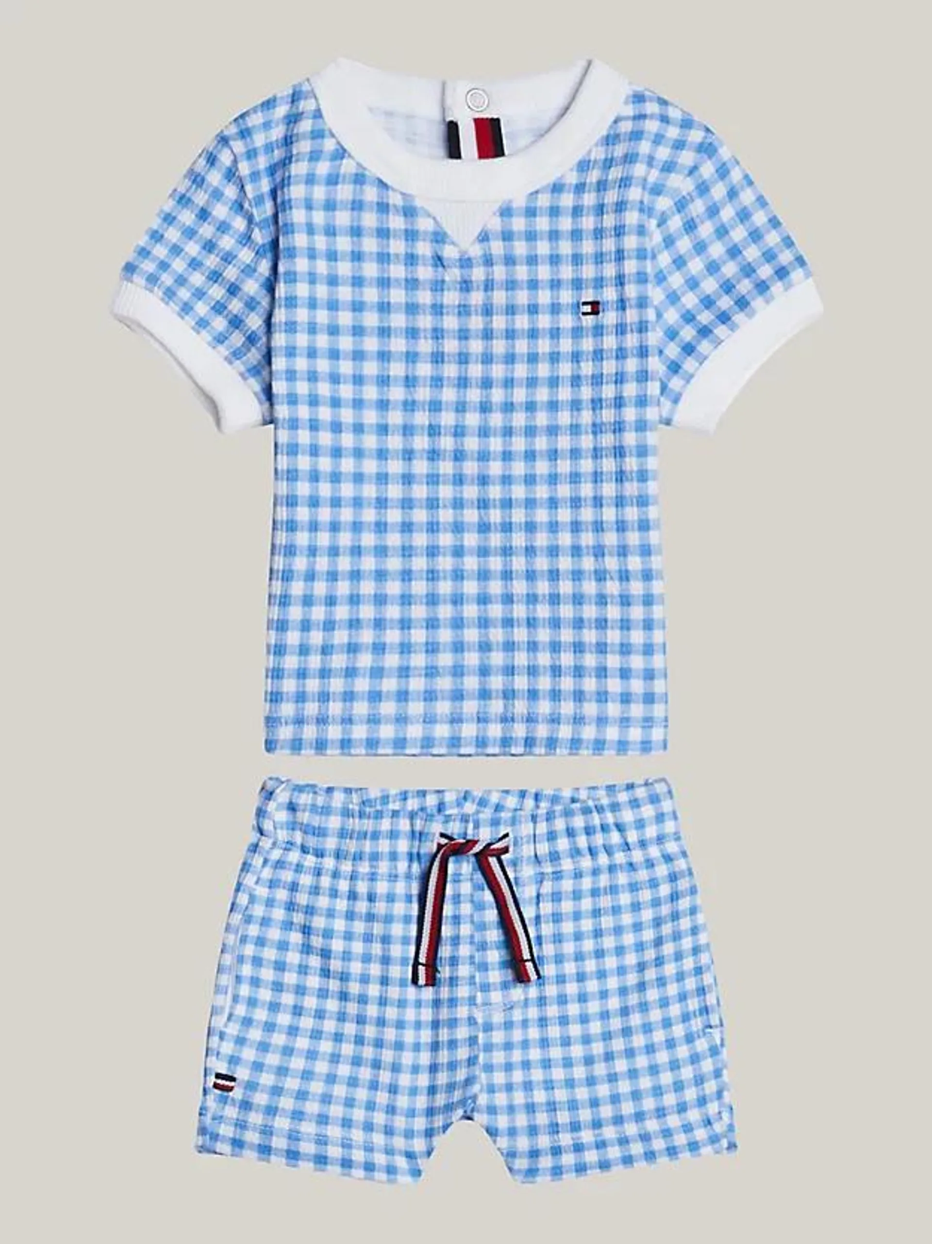 Gingham Check T-Shirt And Shorts Set