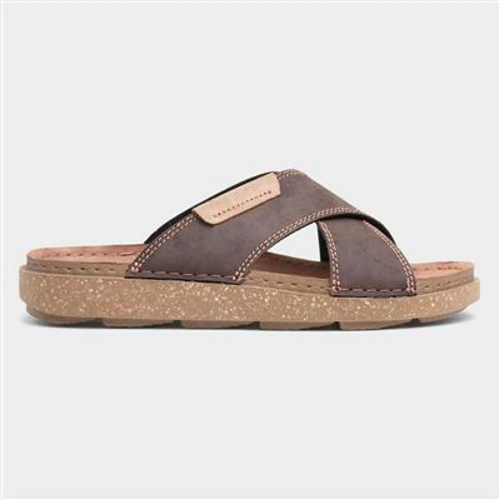 Aspect Mens Brown Cross Over Mule Sandal