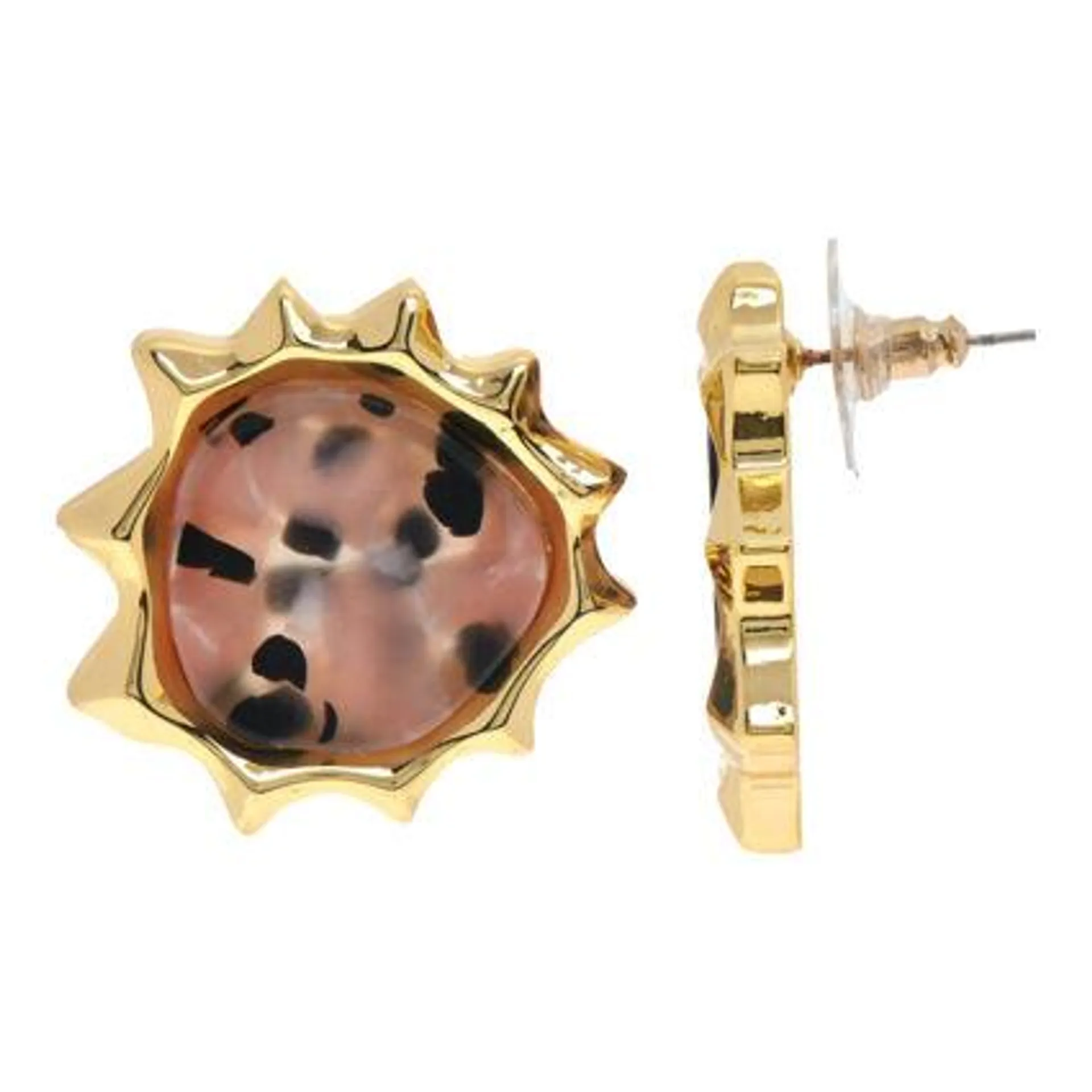 Pink & Black 18ct Gold Plated Clip Earrings