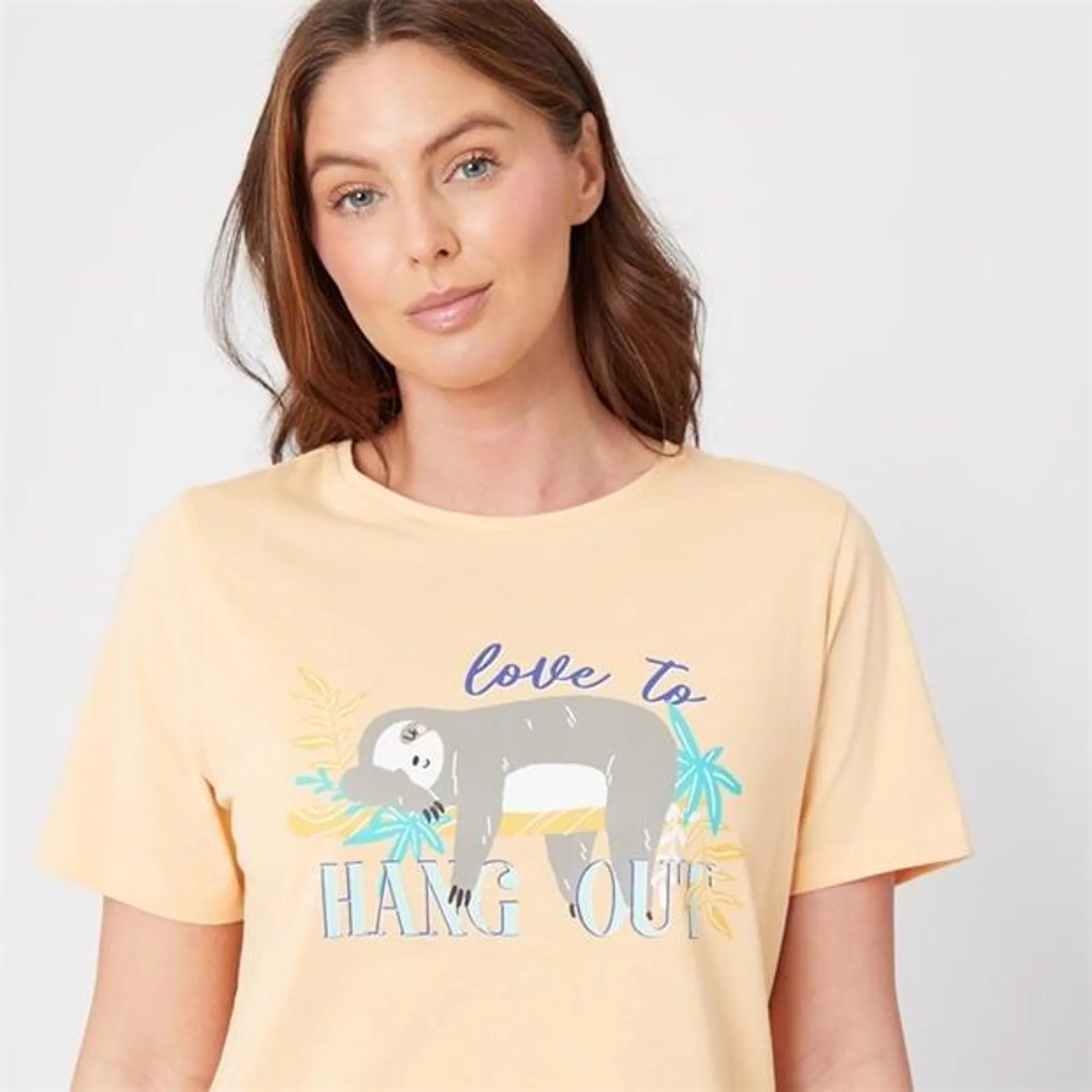 Jersey Sloth Slogan Pyjama Set