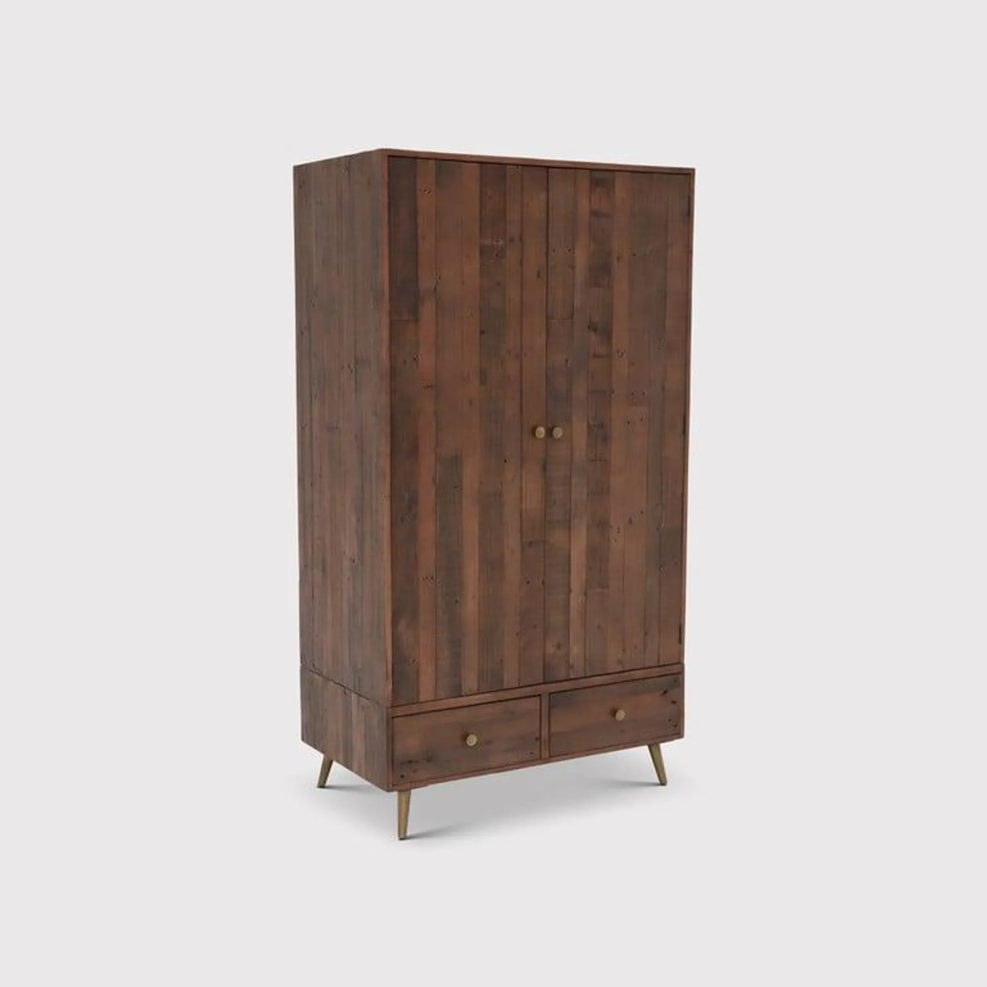 107cm Reclaimed Wood 2 Door 2 Drawer Wardrobe