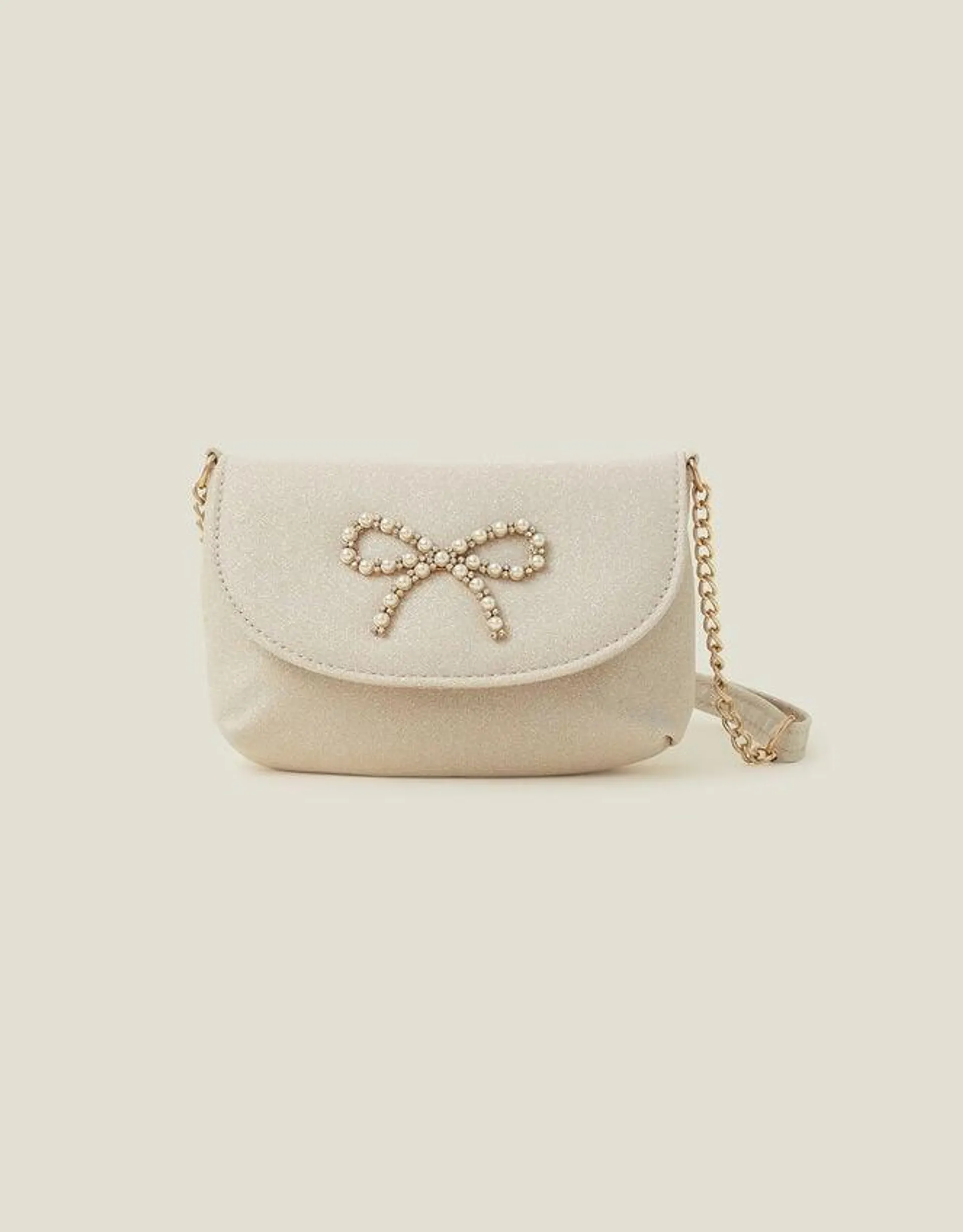 Girls Pearl Bow Bag