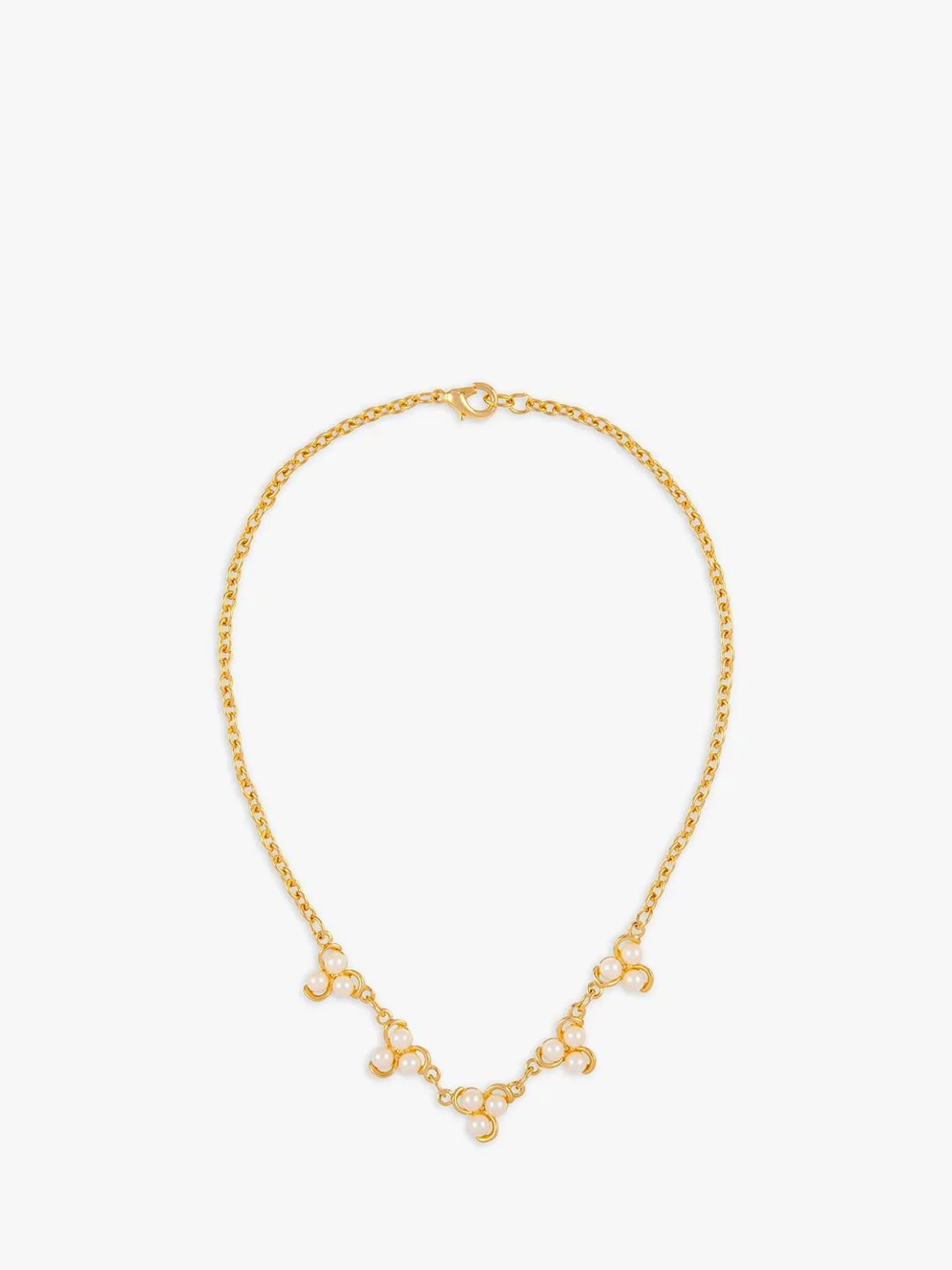 Susan Caplan Vintage Rediscovered Collection Gold Plated Cluster Faux Pearl Chain Necklace, Gold