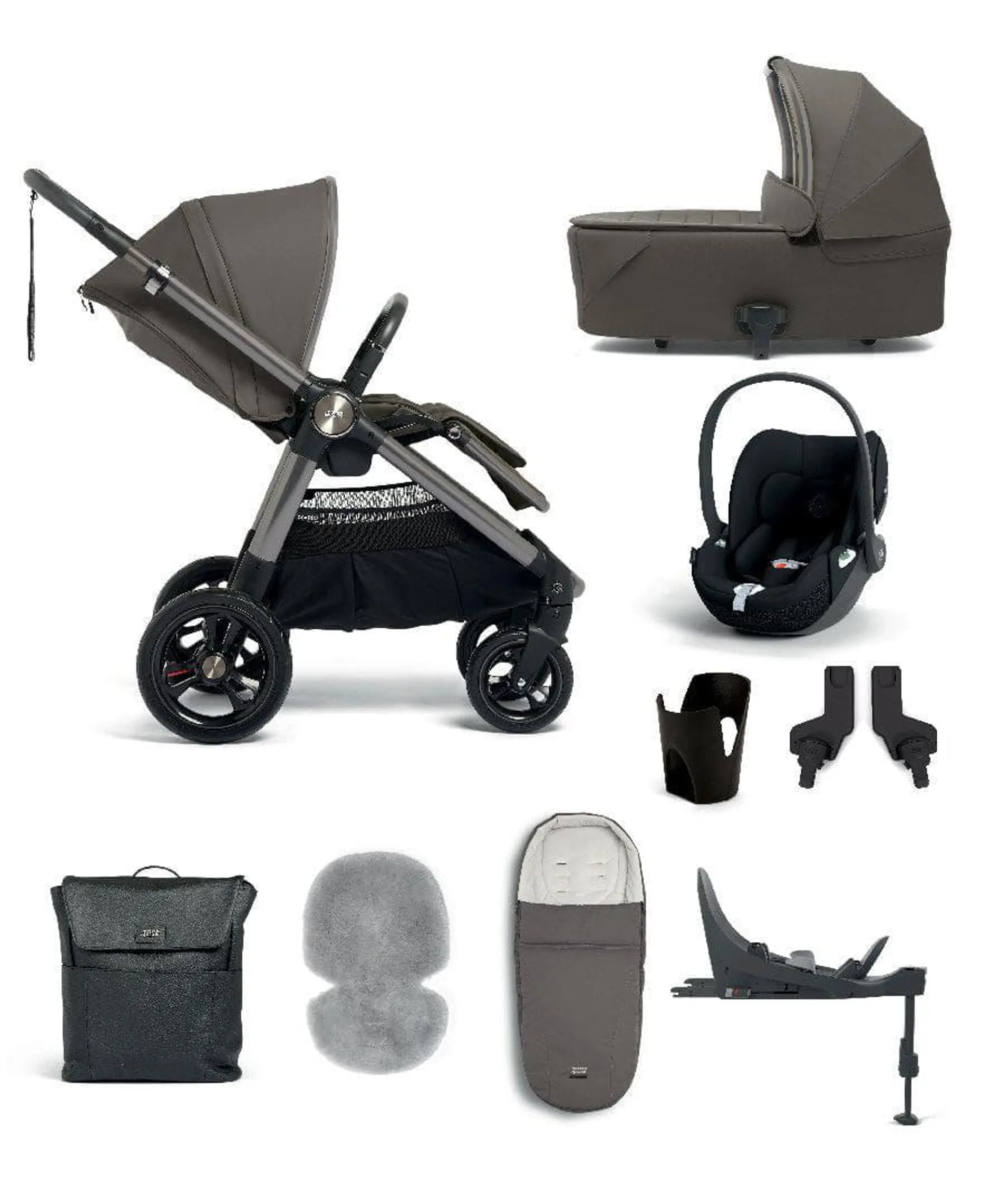 Ocarro Complete Pushchair Bundle with Cybex Cloud T Car Seat (9 Pieces) - Phantom