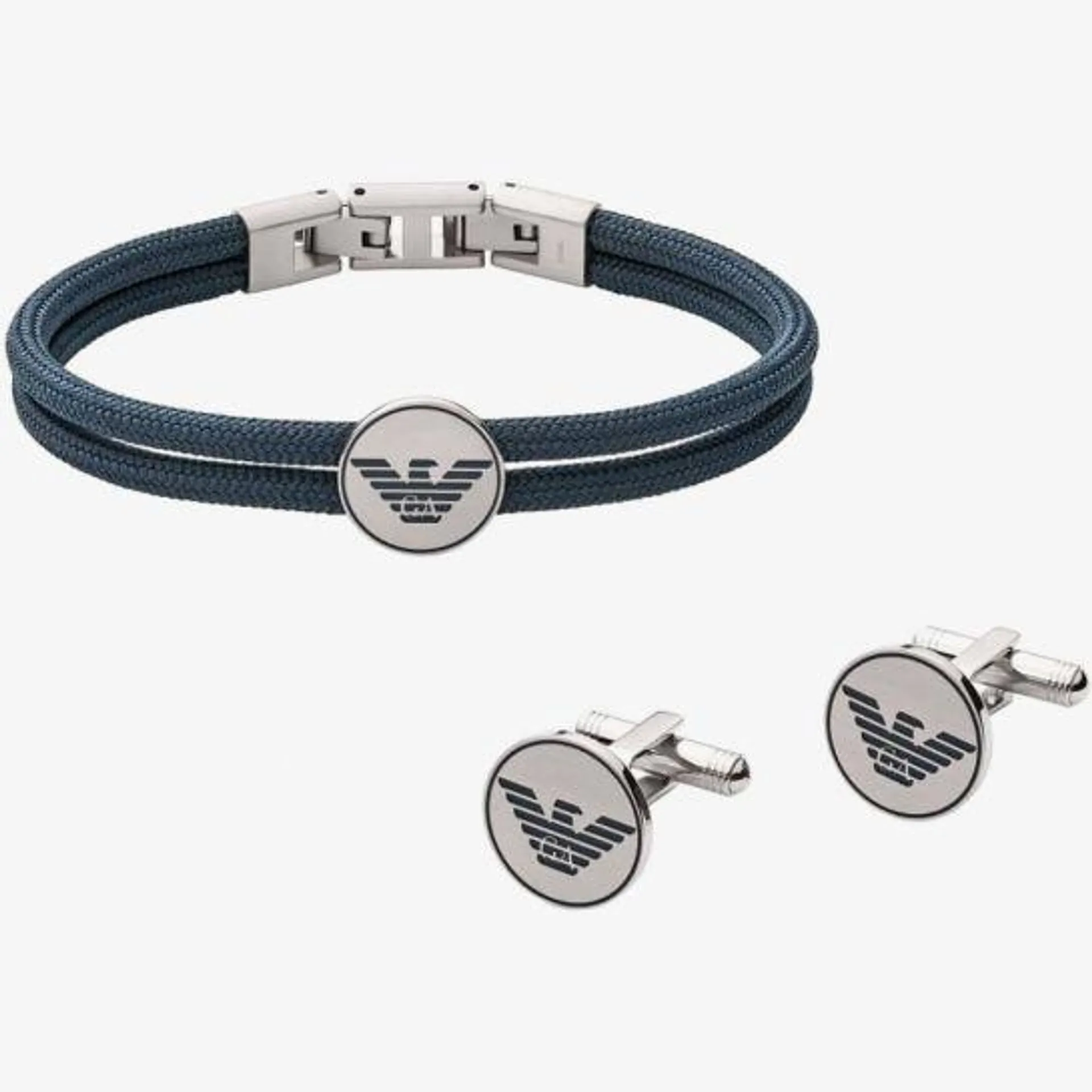 Blue Cord Bracelet & Cufflink Set