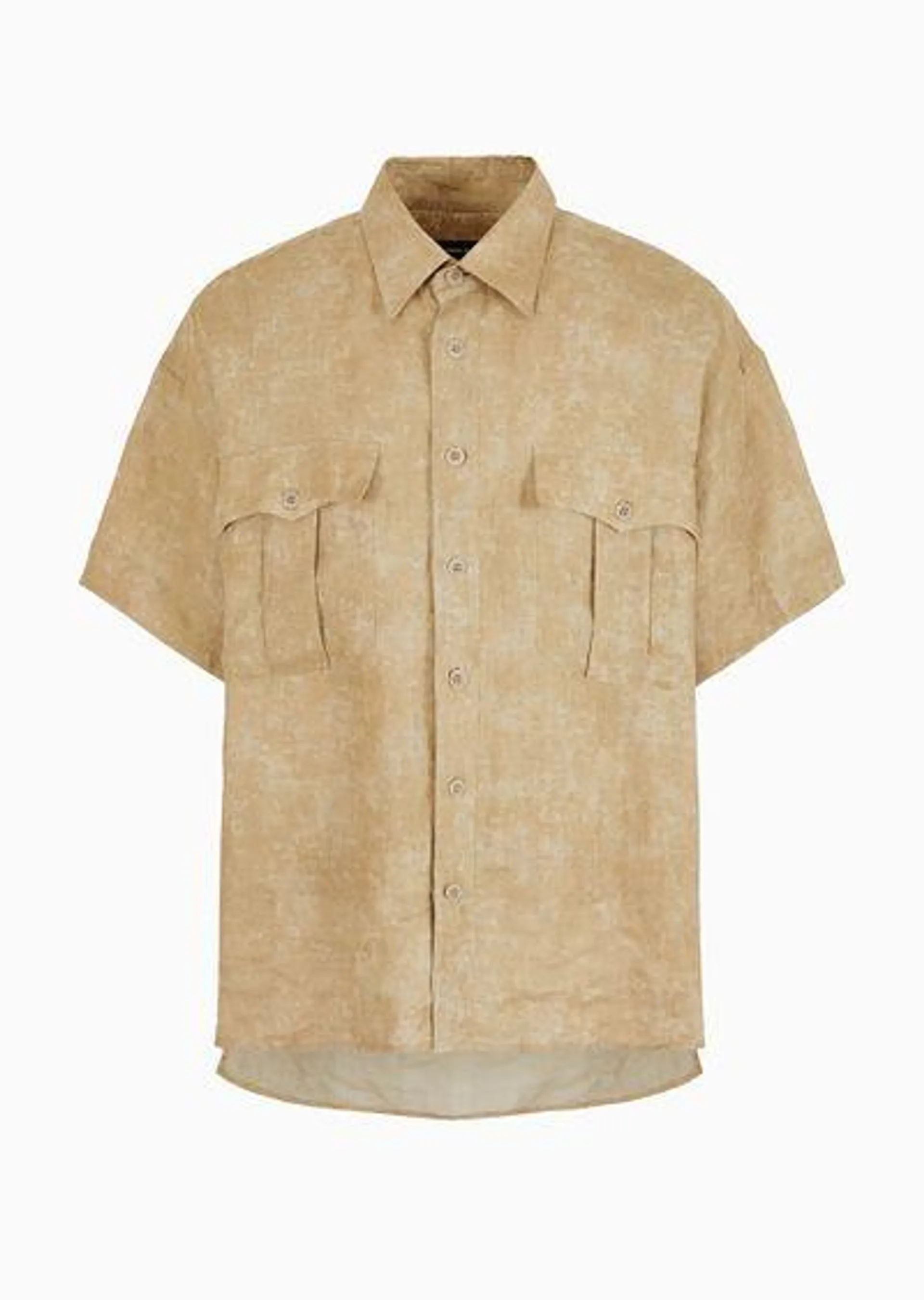 Short-sleeved loose-fit shirt in air-brushed linen